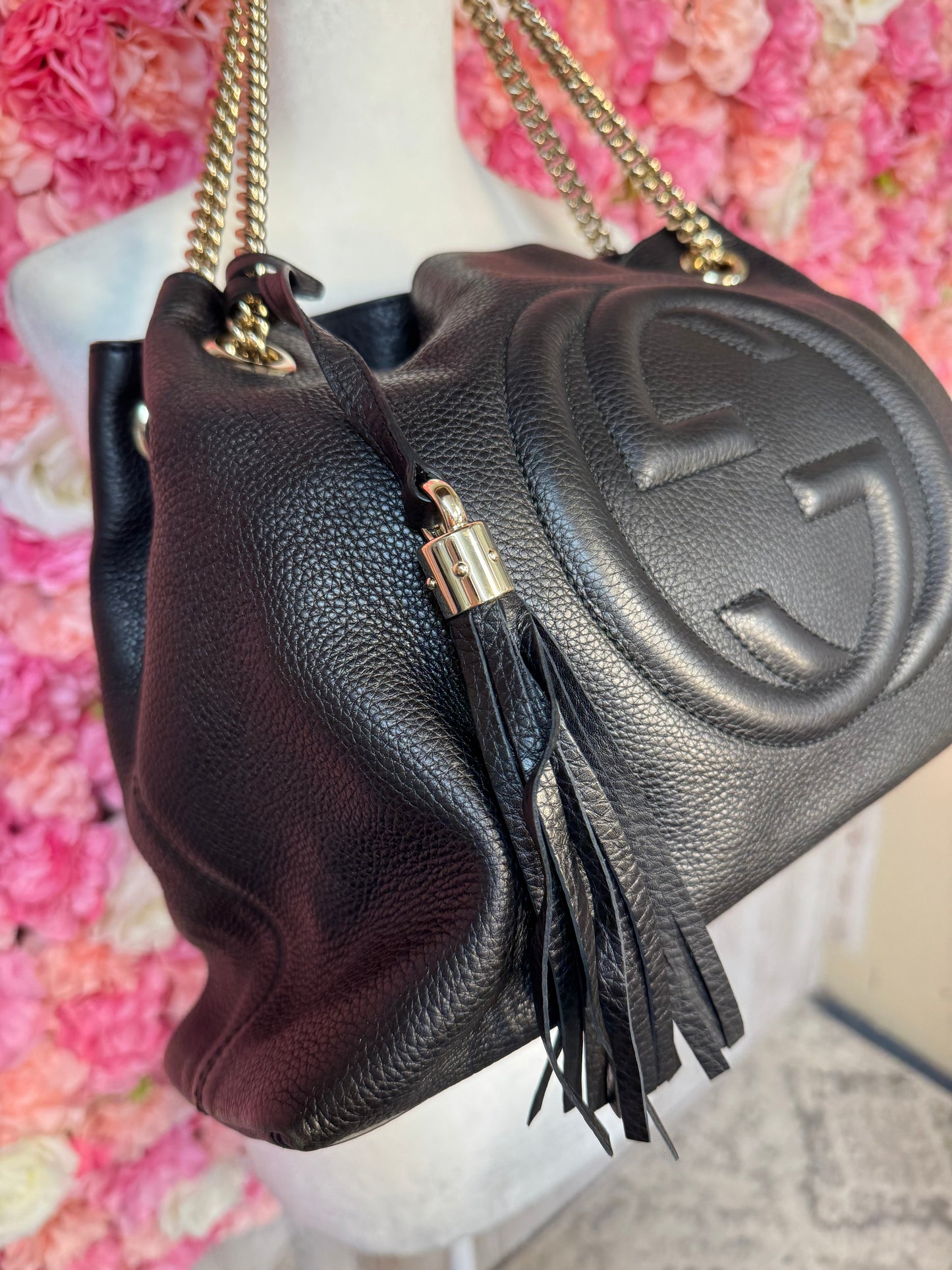 Black Leather Gucci Soho Shoulder Bag