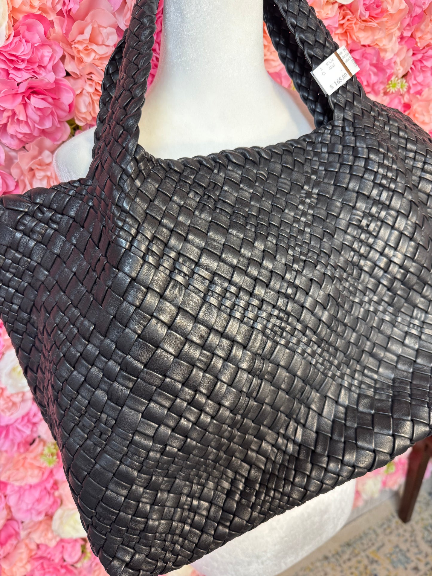 Falor Italian Leather Woven Handbag
