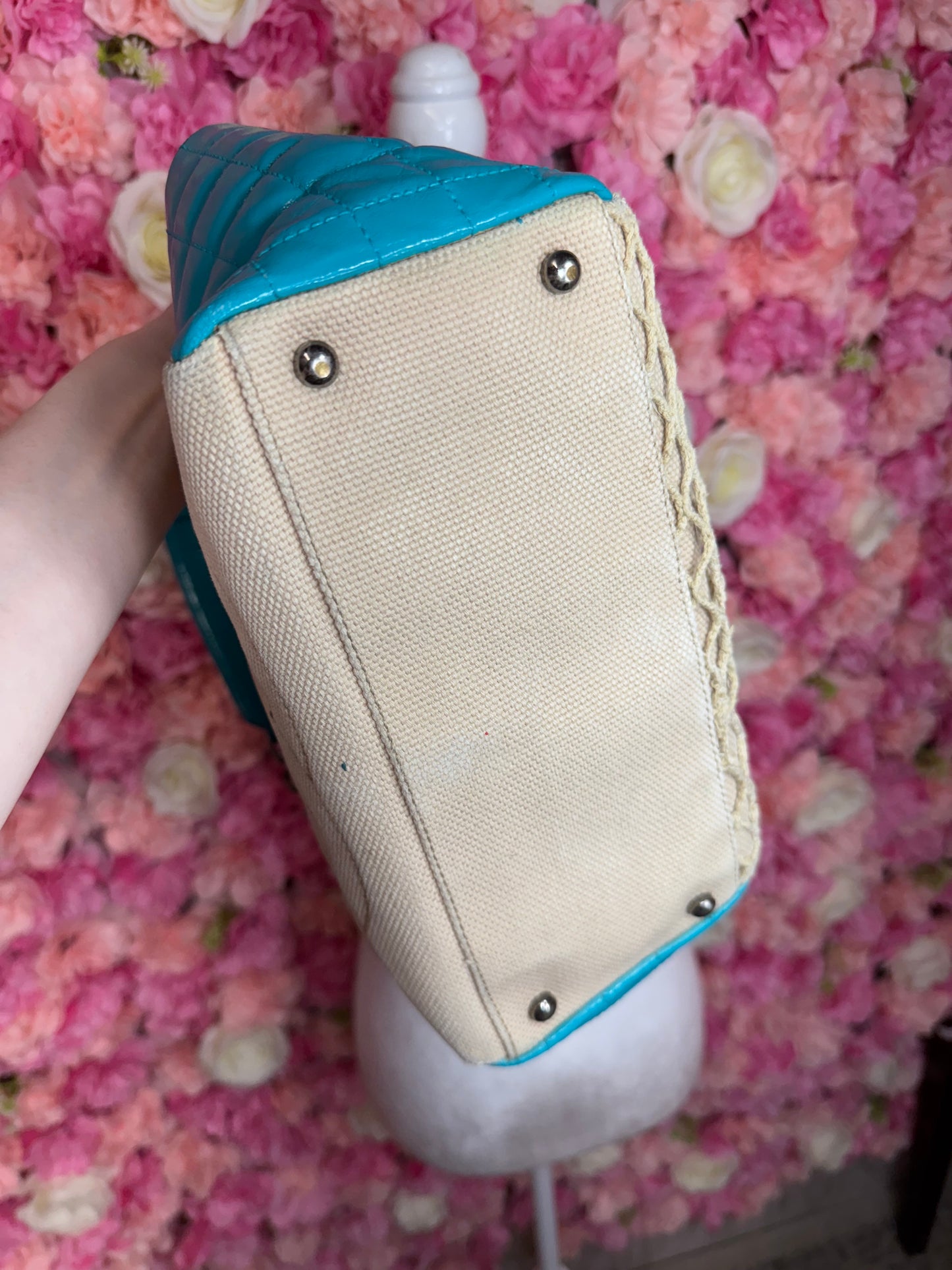 Blue Beach Theme Chanel Canvas Bag With Matching Wallet