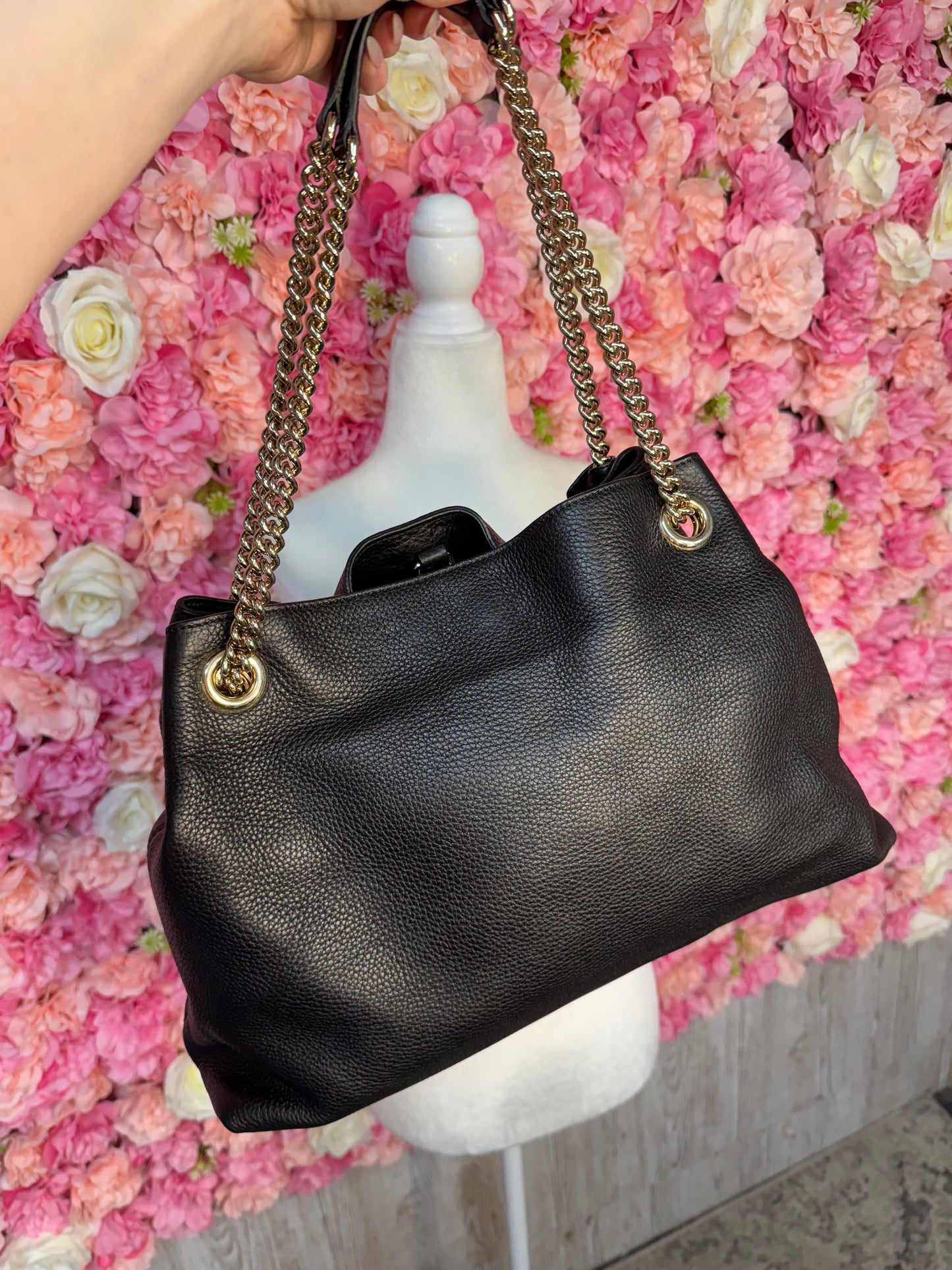 Black Leather Gucci Soho Shoulder Bag