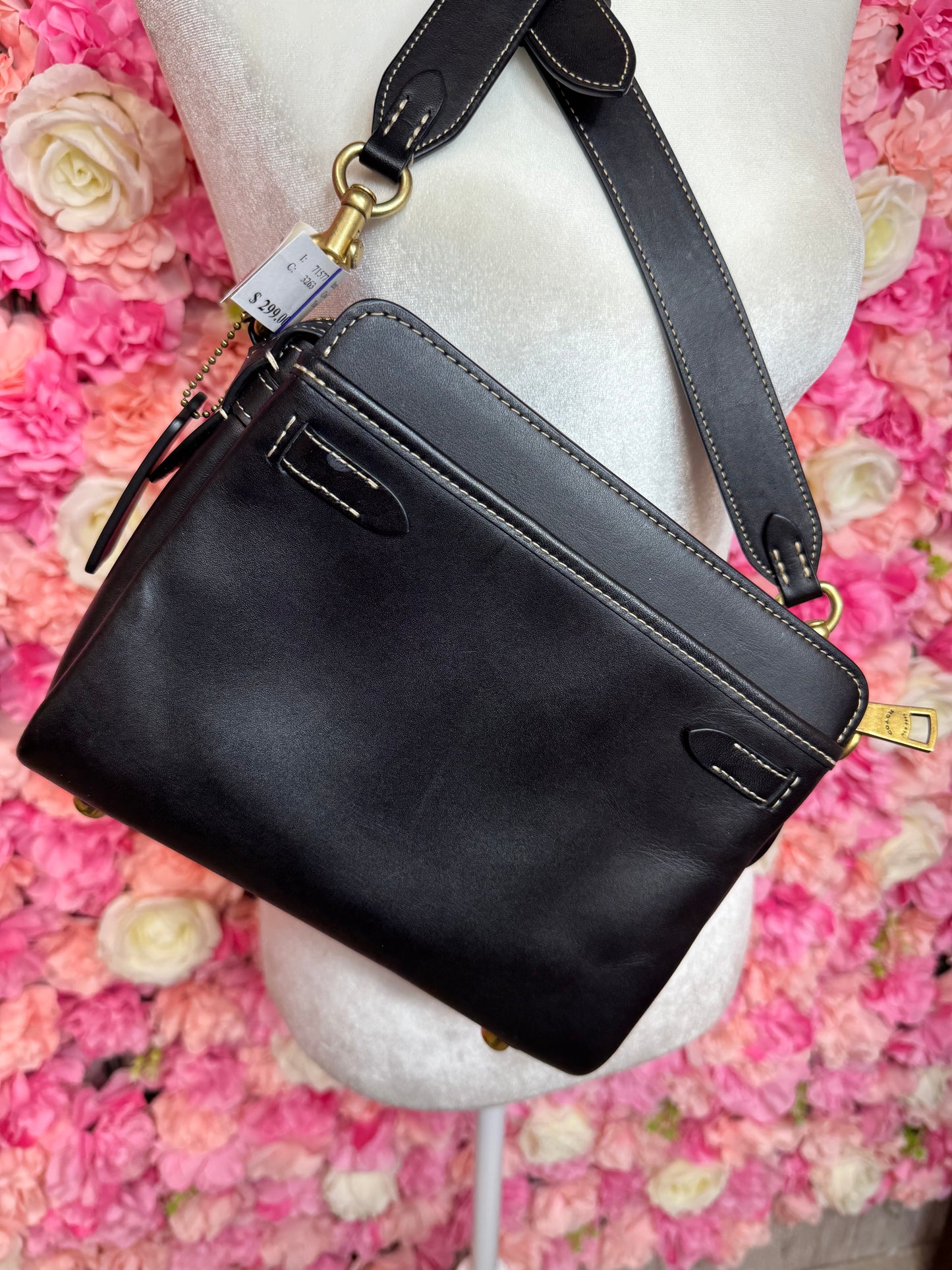 Black Leather Coach Tate Carryall Crossbody