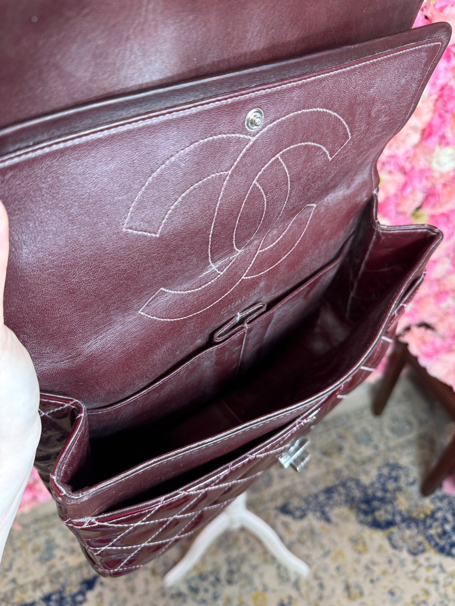 Burgundy & Silver Chanel 2.55 Crossbody/Shoulder Bag