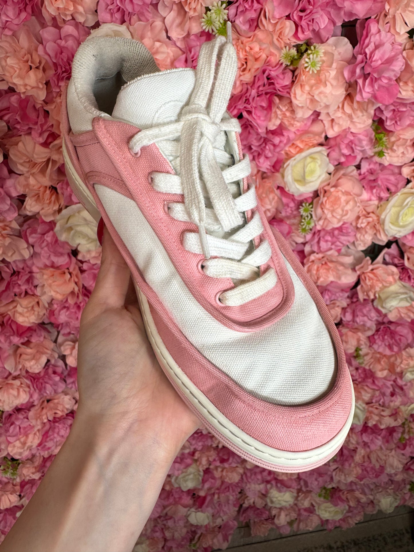 Pink & White Chanel Sneakers Size 38.5 *Runs Small*