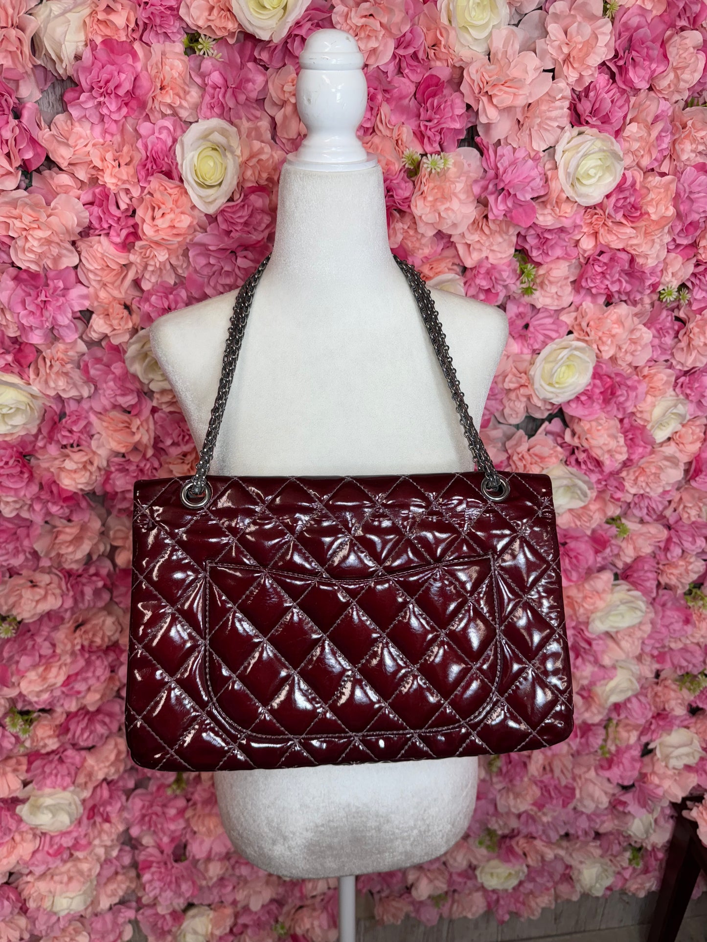 Burgundy & Silver Chanel 2.55 Crossbody/Shoulder Bag