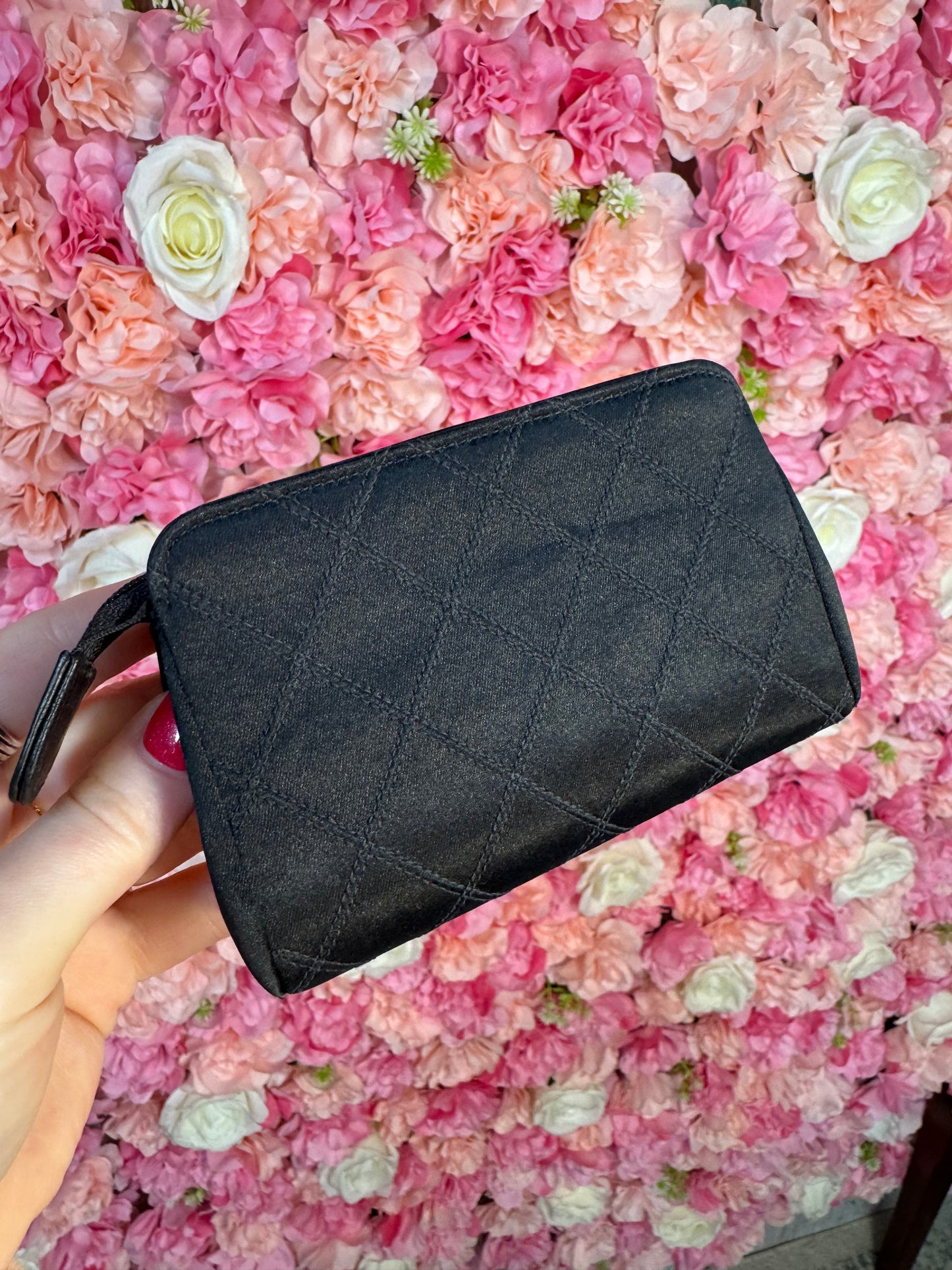 Chanel Vintage 1990s Satin Zip Pouch
