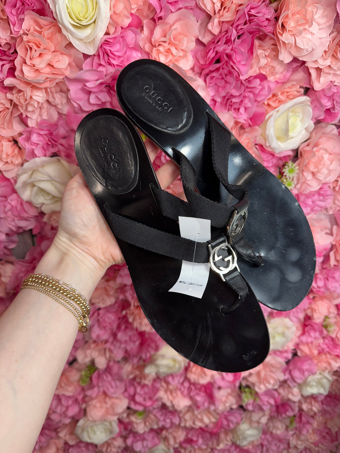 Black Gucci Kitten Heel Sandals Size 9