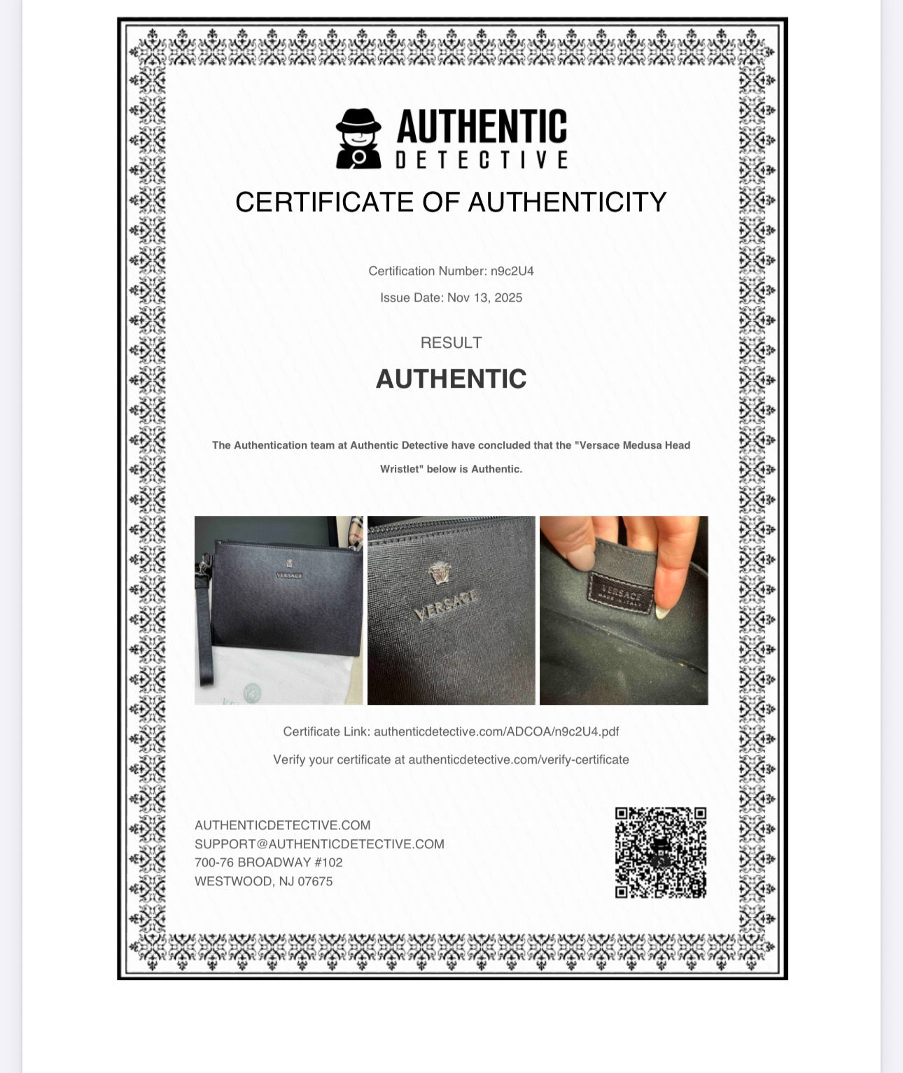 Black Versace Oversized Wristlet with box and sleeper bag