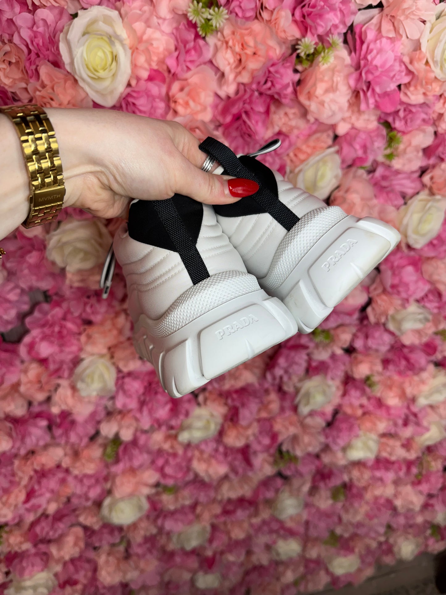 White Prada Platform Sneakers Size 38