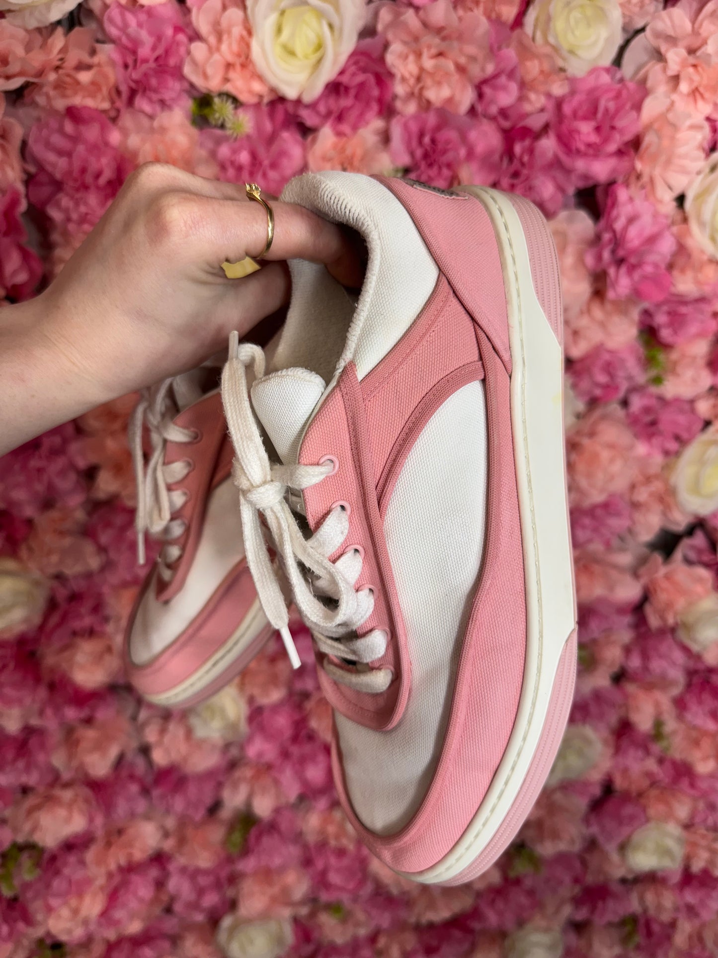 Pink & White Chanel Sneakers Size 38.5 *Runs Small*