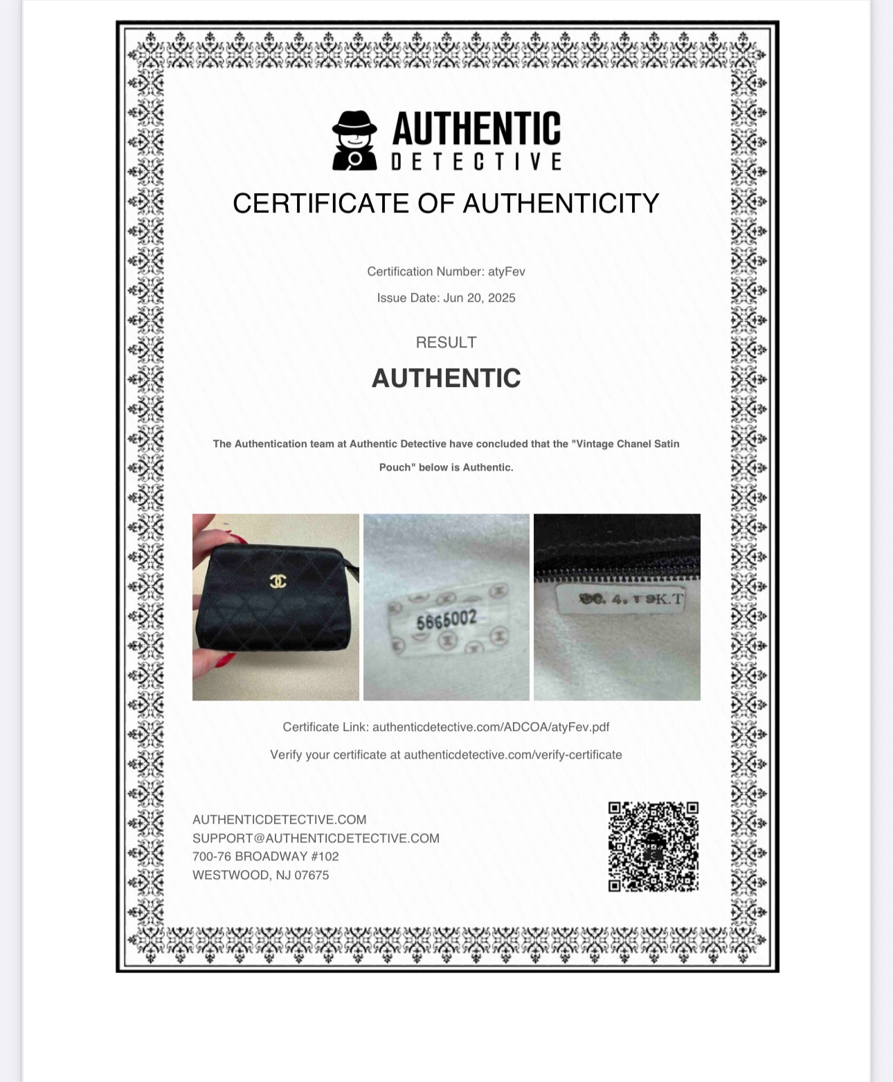 Chanel Vintage 1990s Satin Zip Pouch