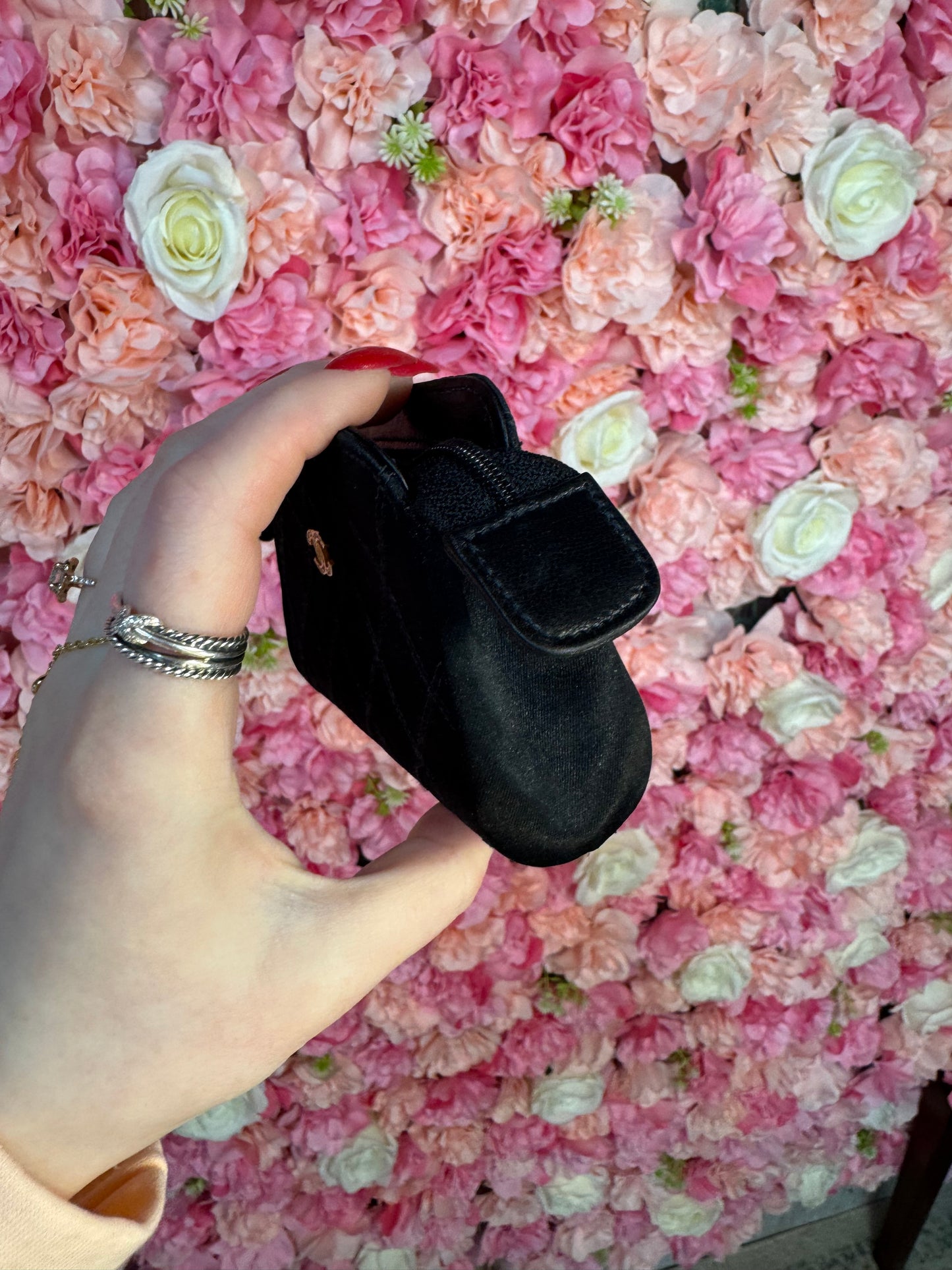 Chanel Vintage 1990s Satin Zip Pouch