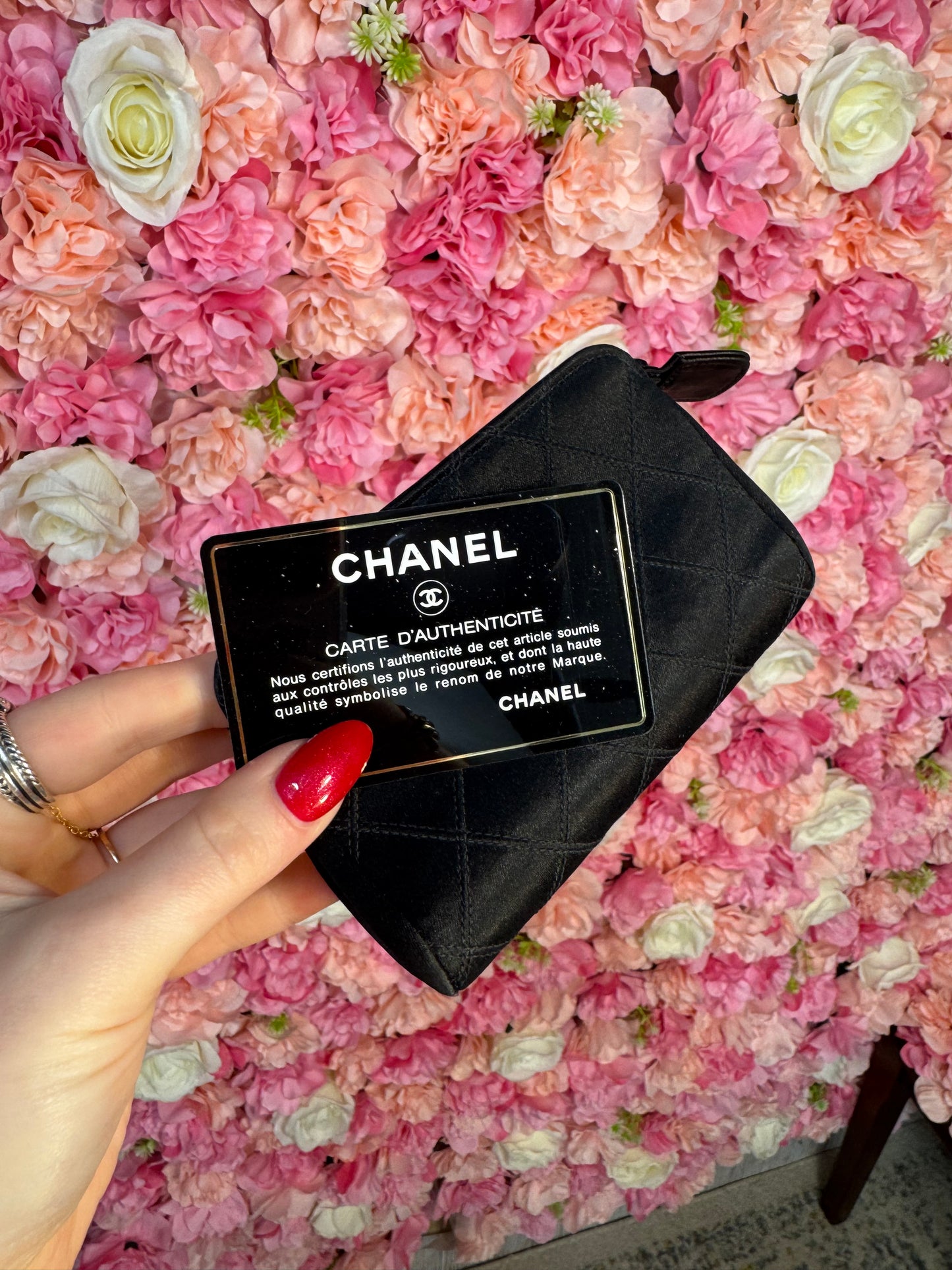 Chanel Vintage 1990s Satin Zip Pouch