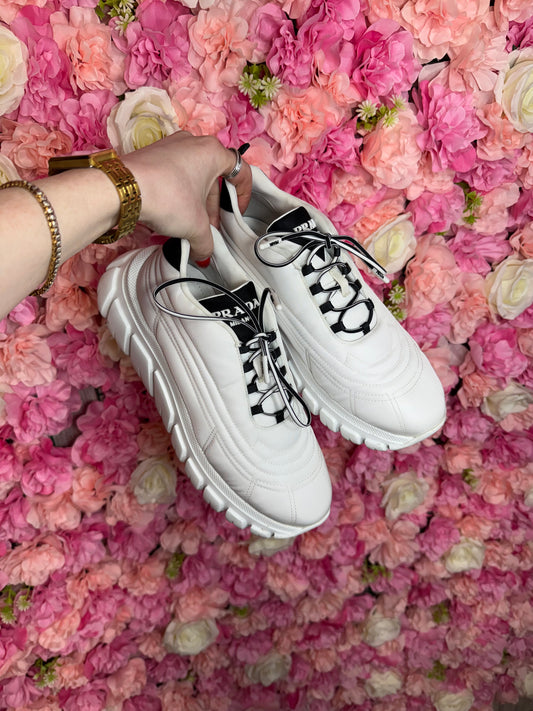 White Prada Platform Sneakers Size 38