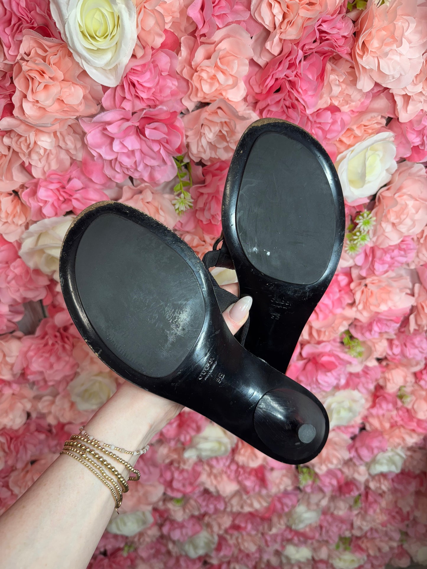 Black Gucci Kitten Heel Sandals Size 9