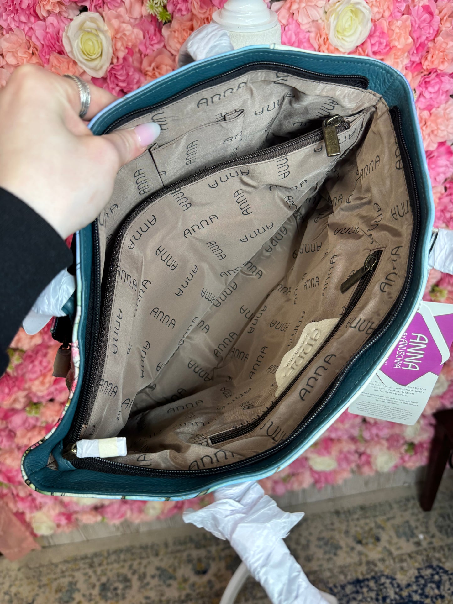 NWT Anna By Anuschka Hand Painted Panda Purse & Wallet