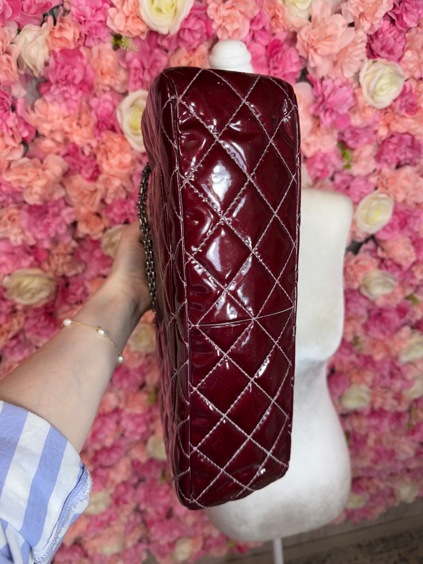 Burgundy & Silver Chanel 2.55 Crossbody/Shoulder Bag