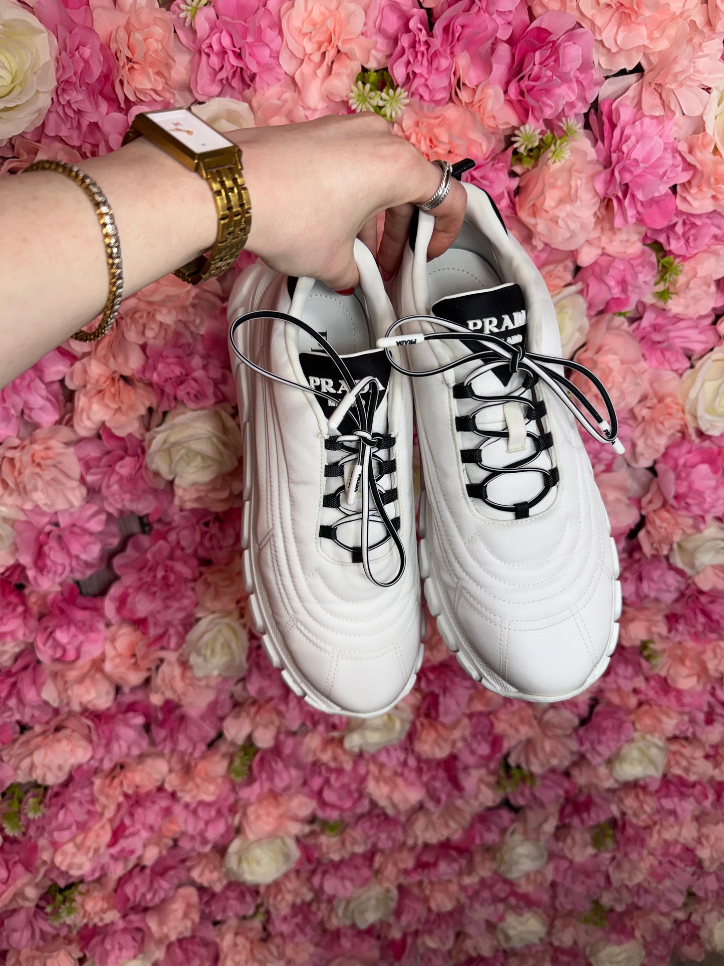 White Prada Platform Sneakers Size 38