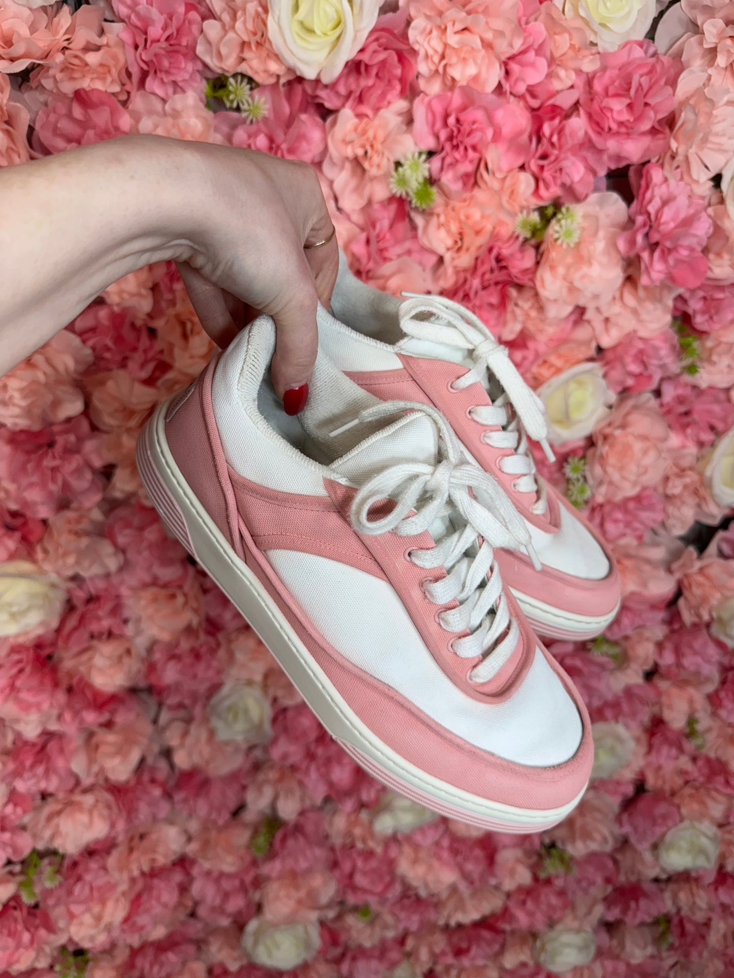 Pink & White Chanel Sneakers Size 38.5 *Runs Small*