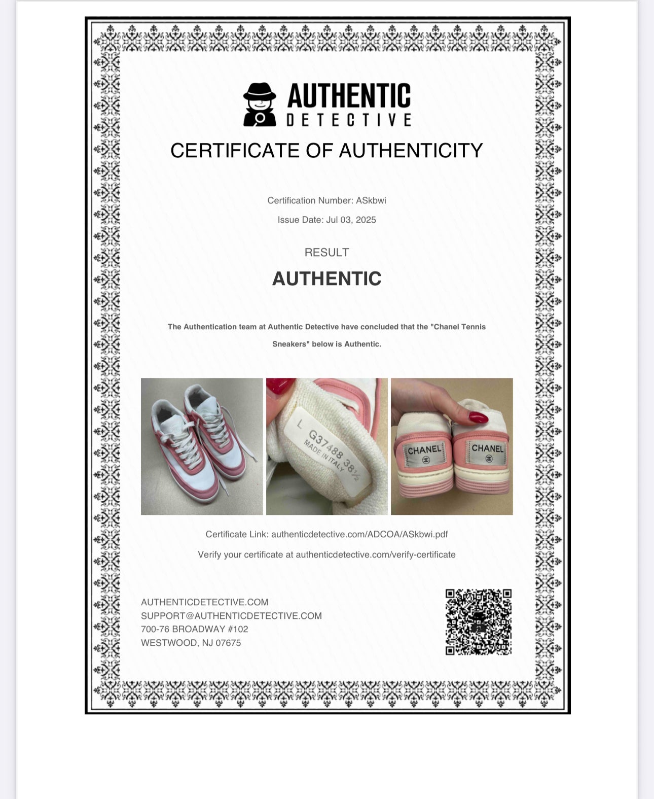 Pink & White Chanel Sneakers Size 38.5 *Runs Small*