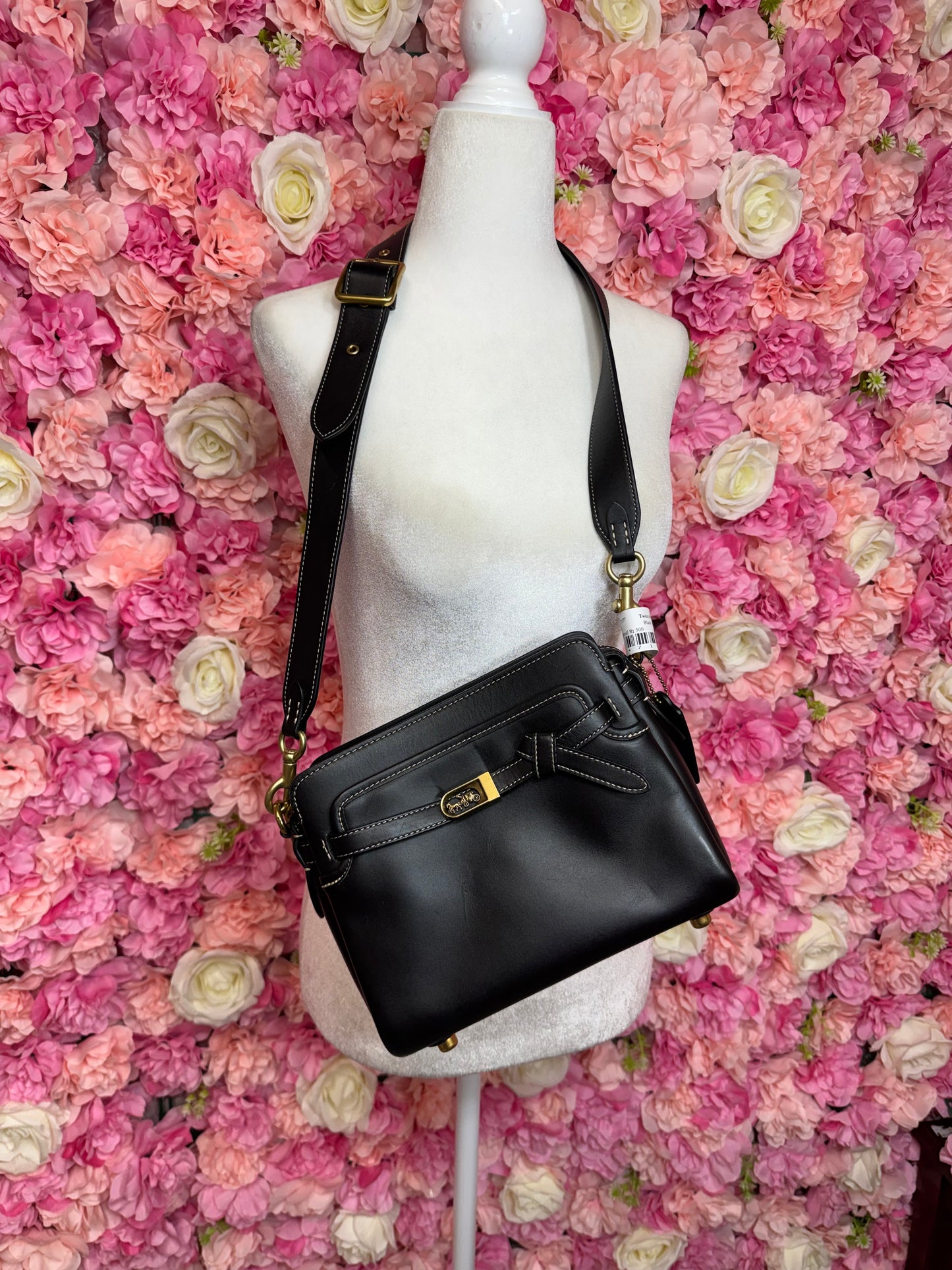 Black Leather Coach Tate Carryall Crossbody
