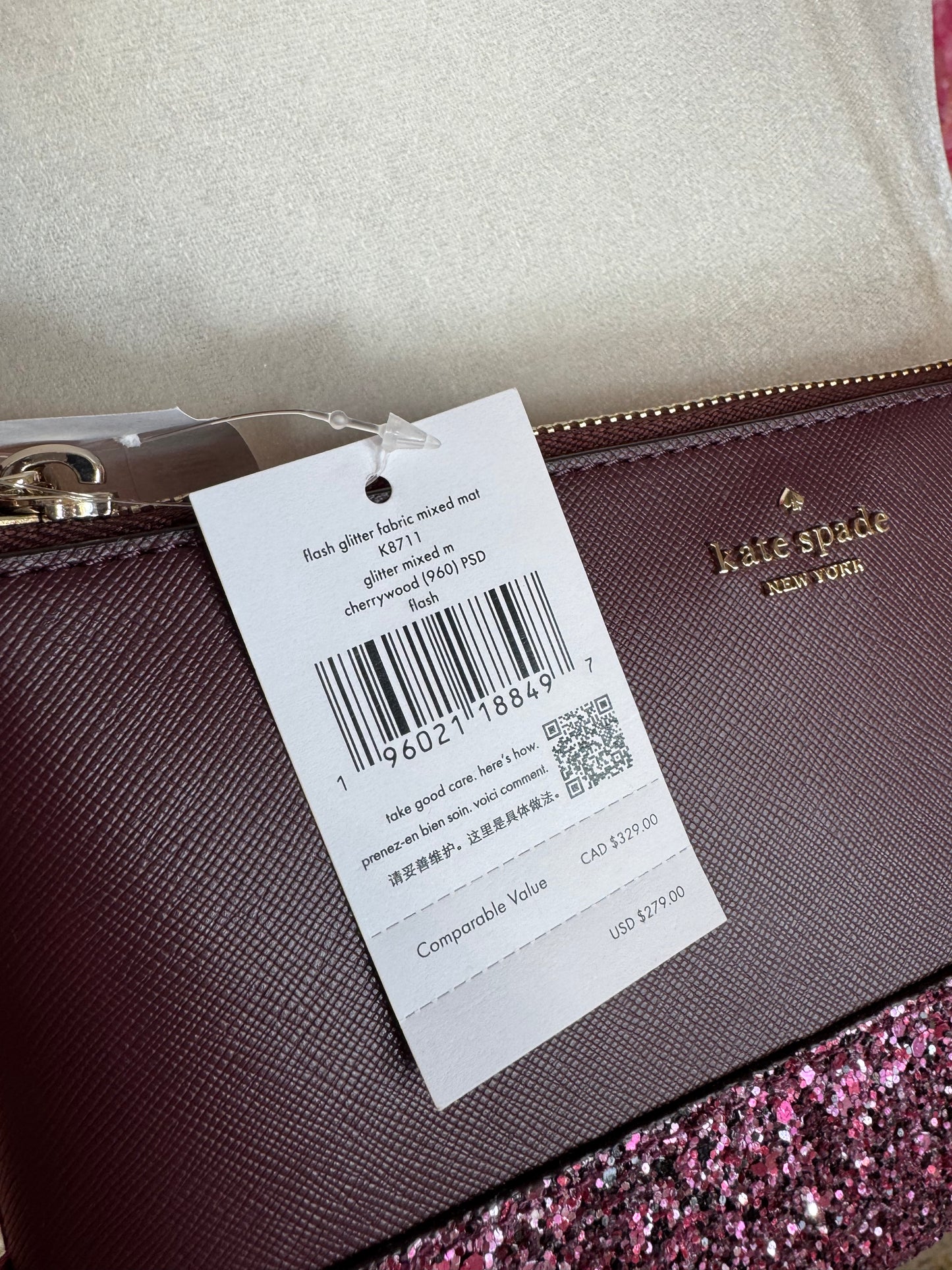 NWT Kate Spade Cherrywood Glitter Crossbody