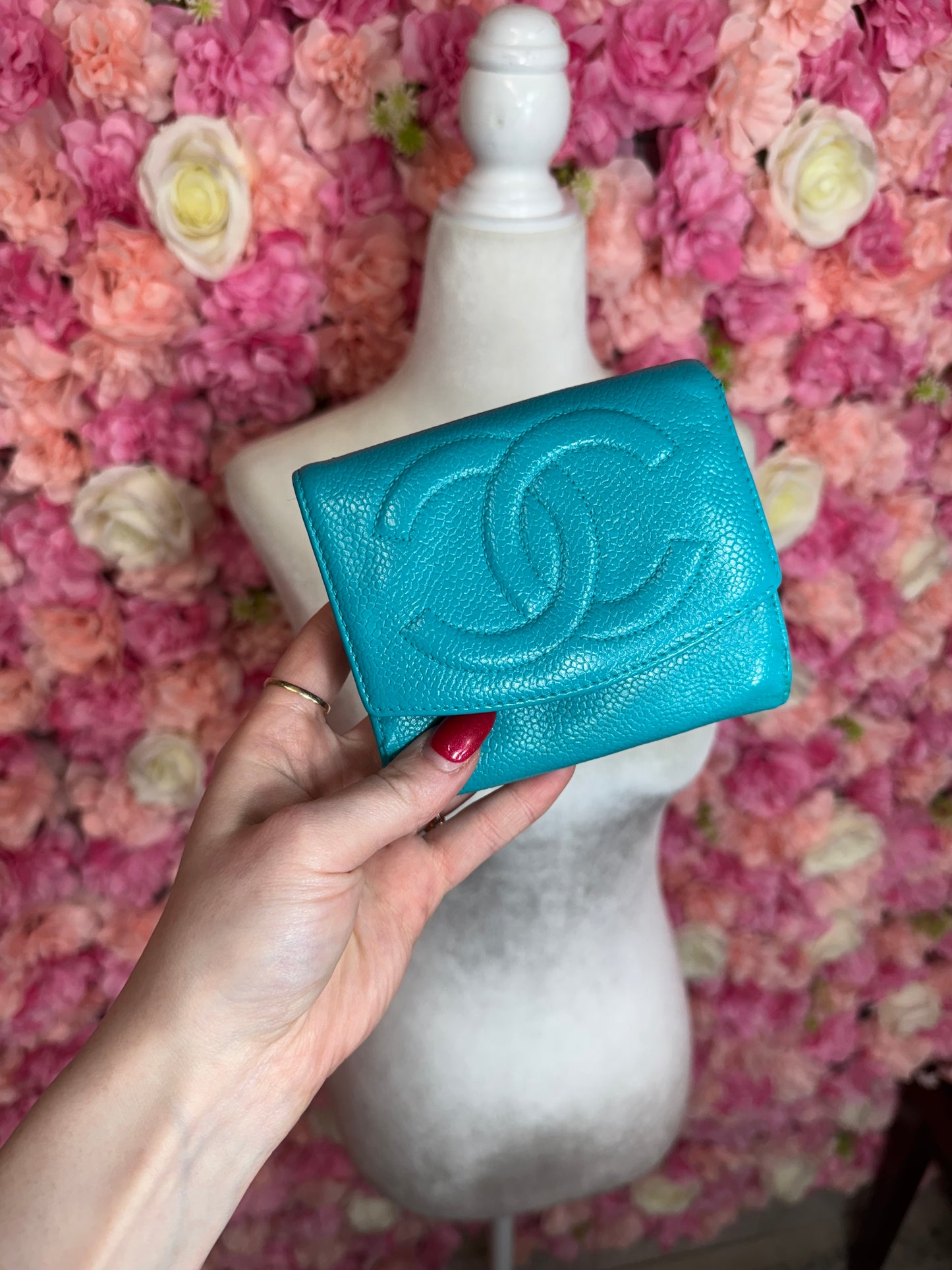 Blue Beach Theme Chanel Canvas Bag With Matching Wallet
