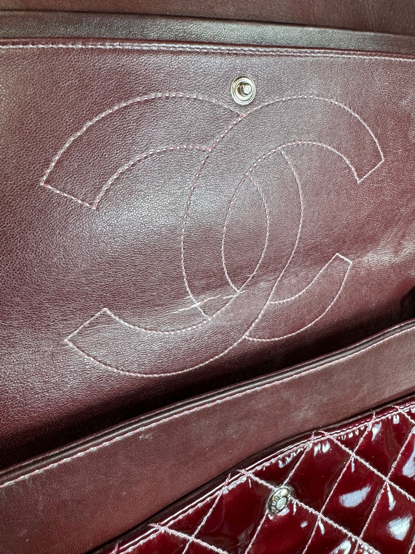 Burgundy & Silver Chanel 2.55 Crossbody/Shoulder Bag