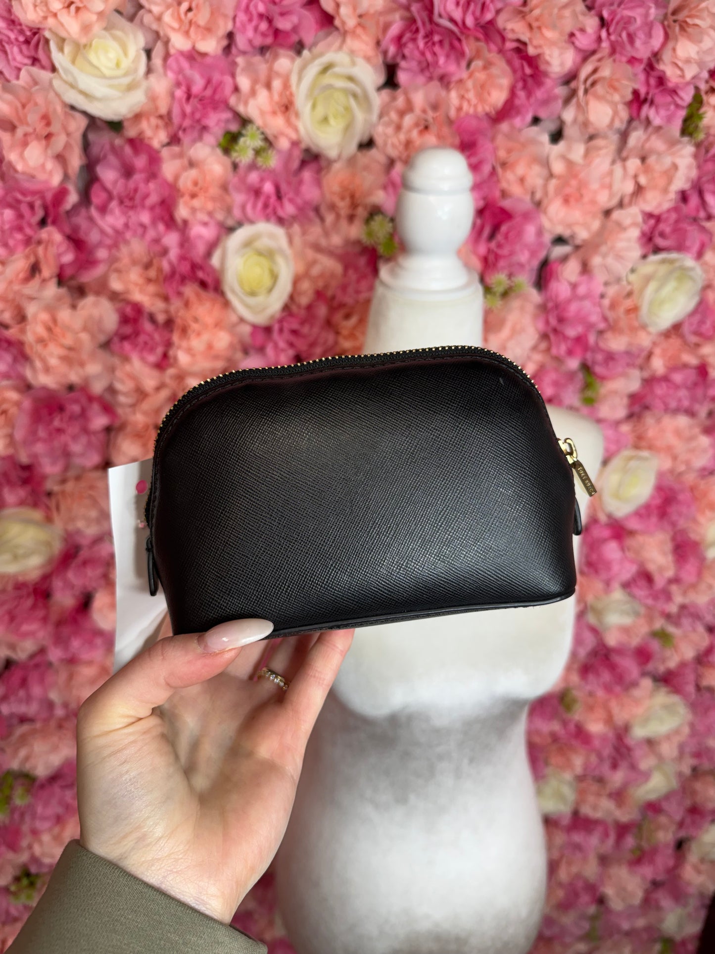 Black Tory Burch Zip Makeup Pouch