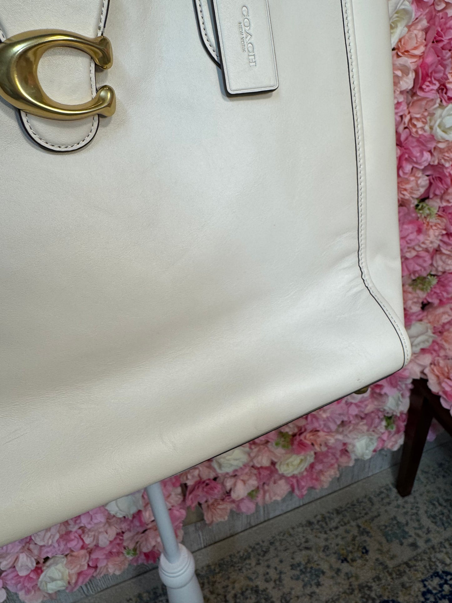 Cream Coach Theo Tote Bag