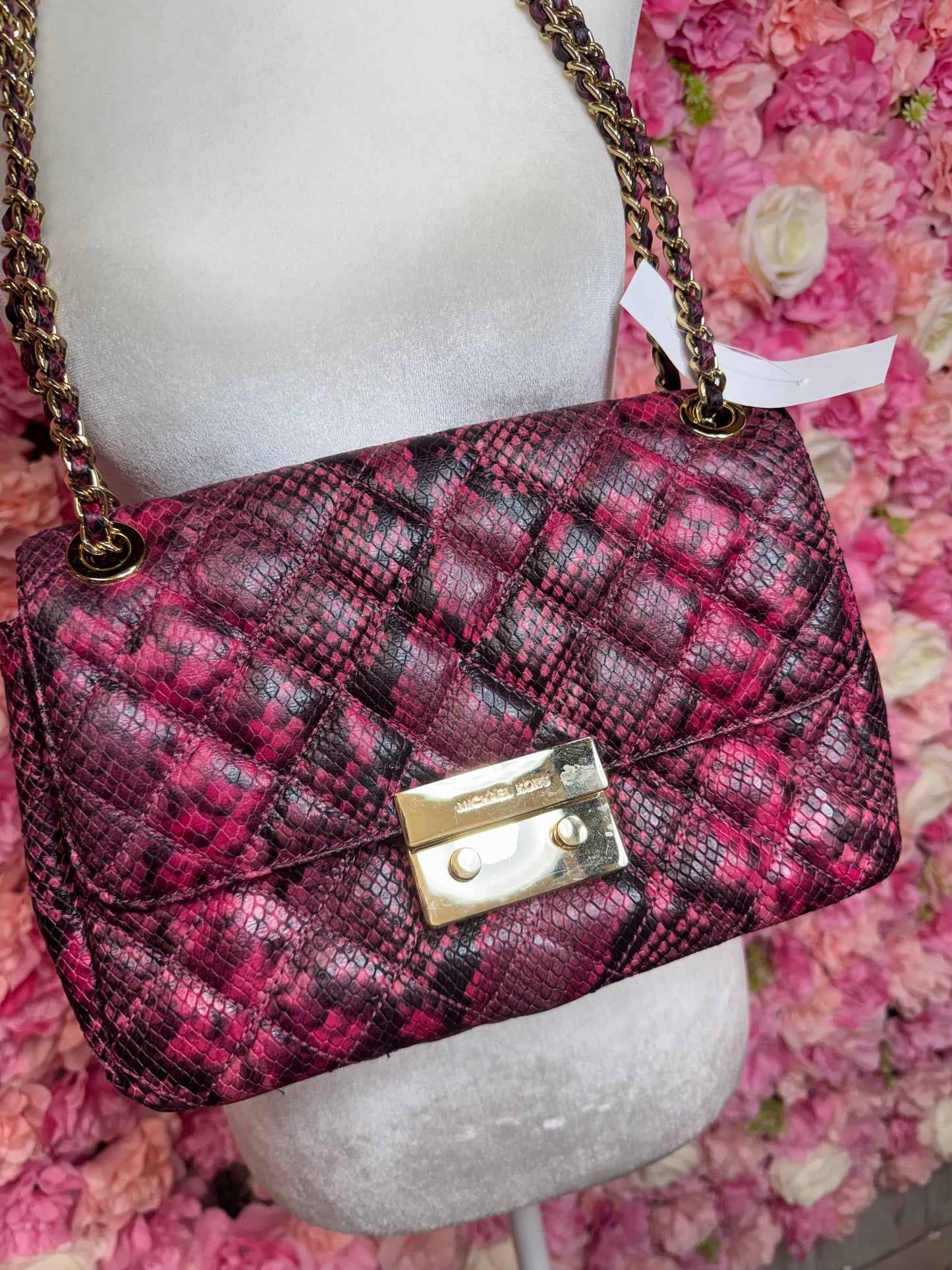 Pink Snakeskin Michael Kors Convertible Shoulder/Crossbody