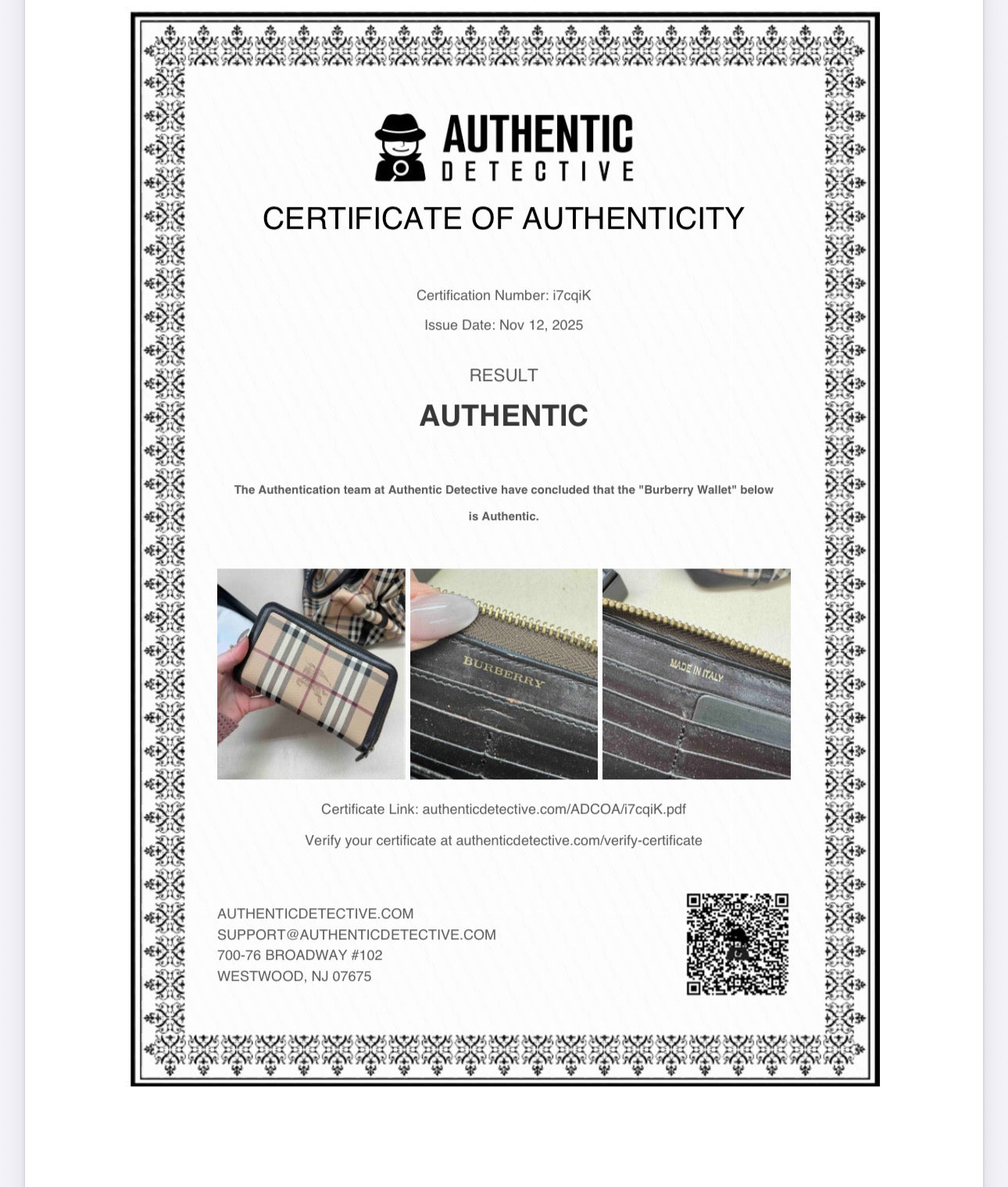 Burberry Zip Around Wallet