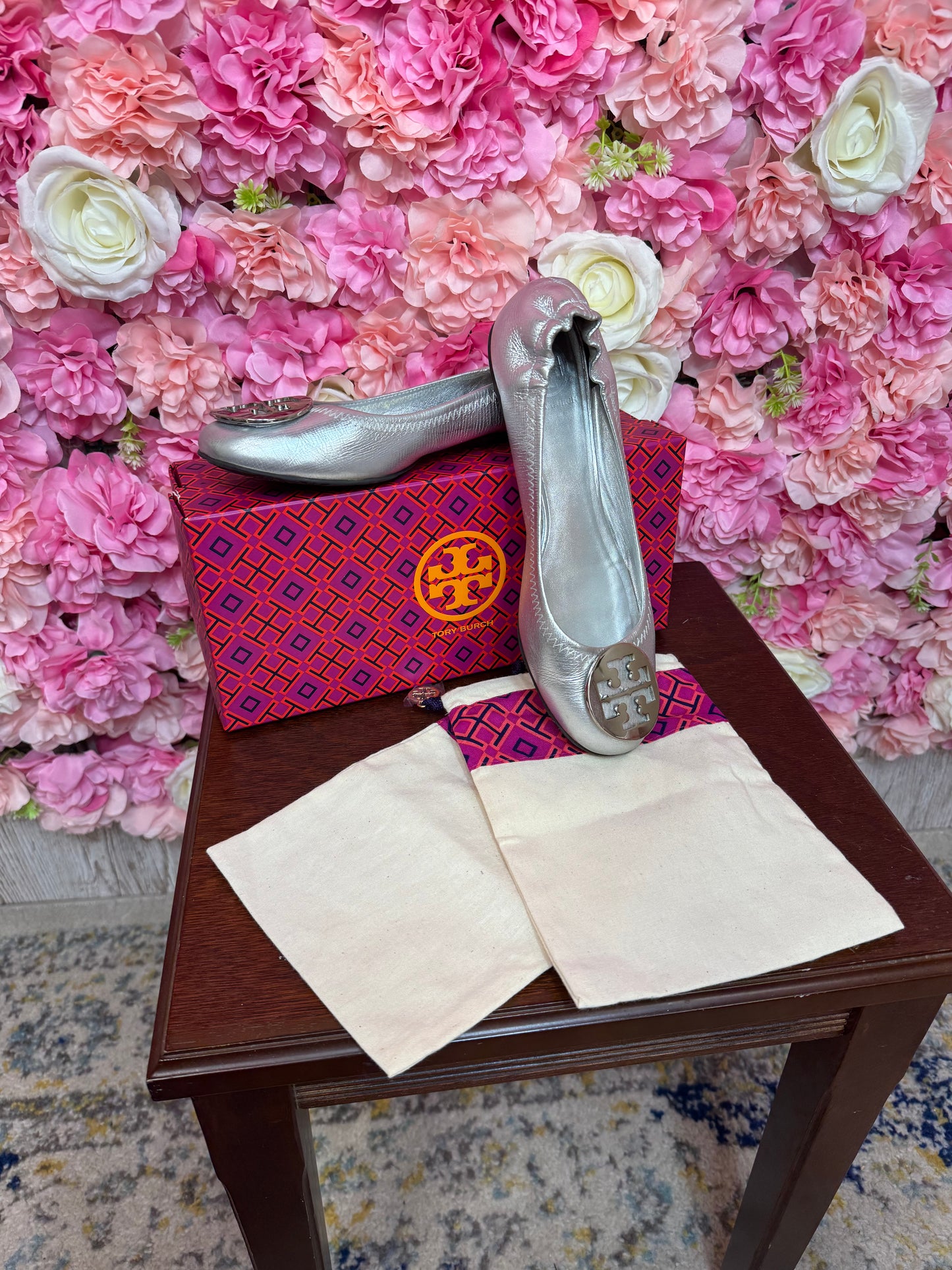New In Box Tory Burch Minnie Travel Ballet Flat Size 9