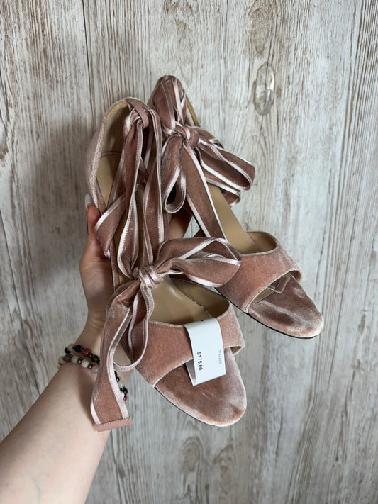 Pink Velvet Open Toe Valentino Heels Size 39.5