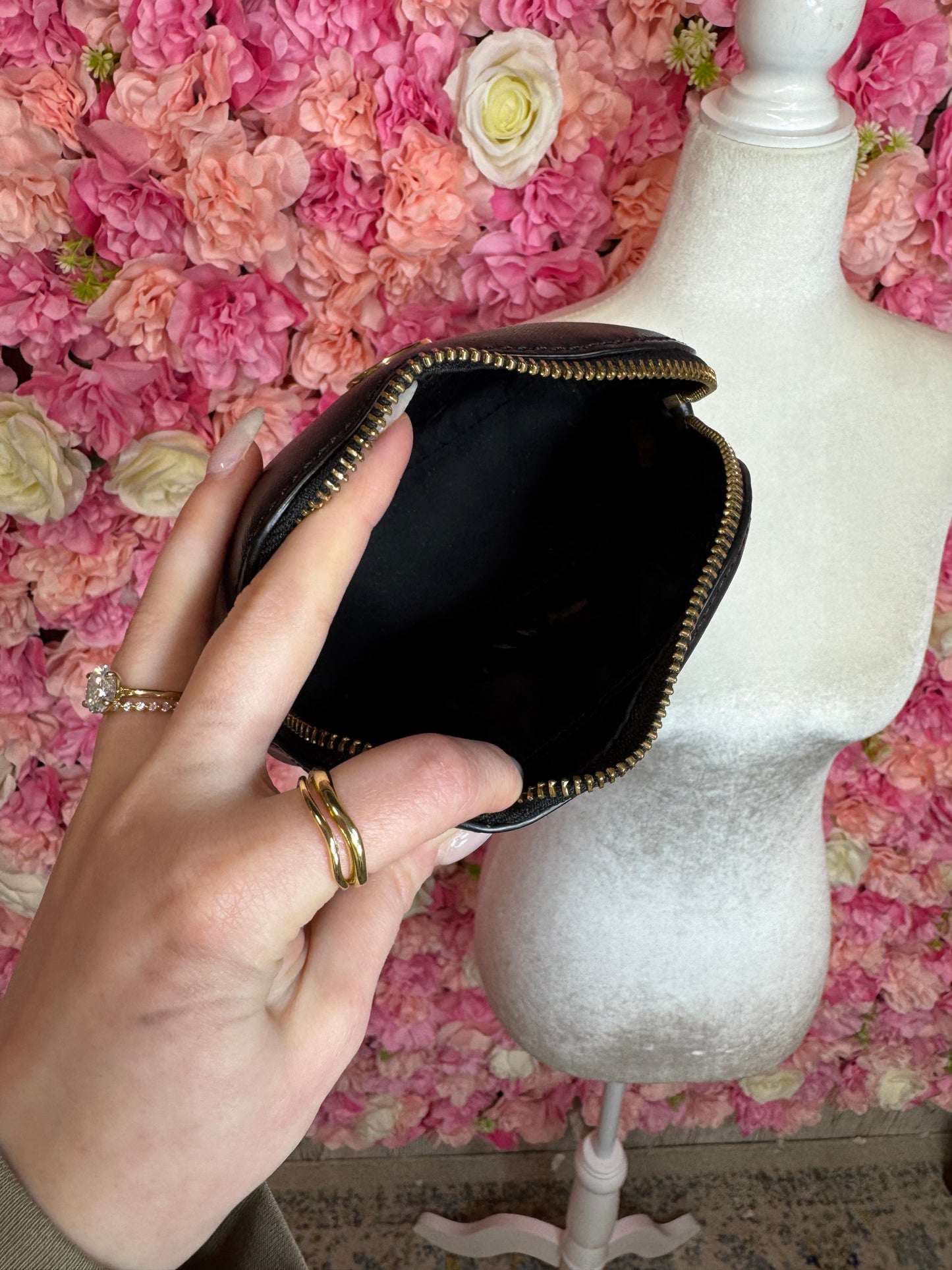Black Tory Burch Zip Makeup Pouch