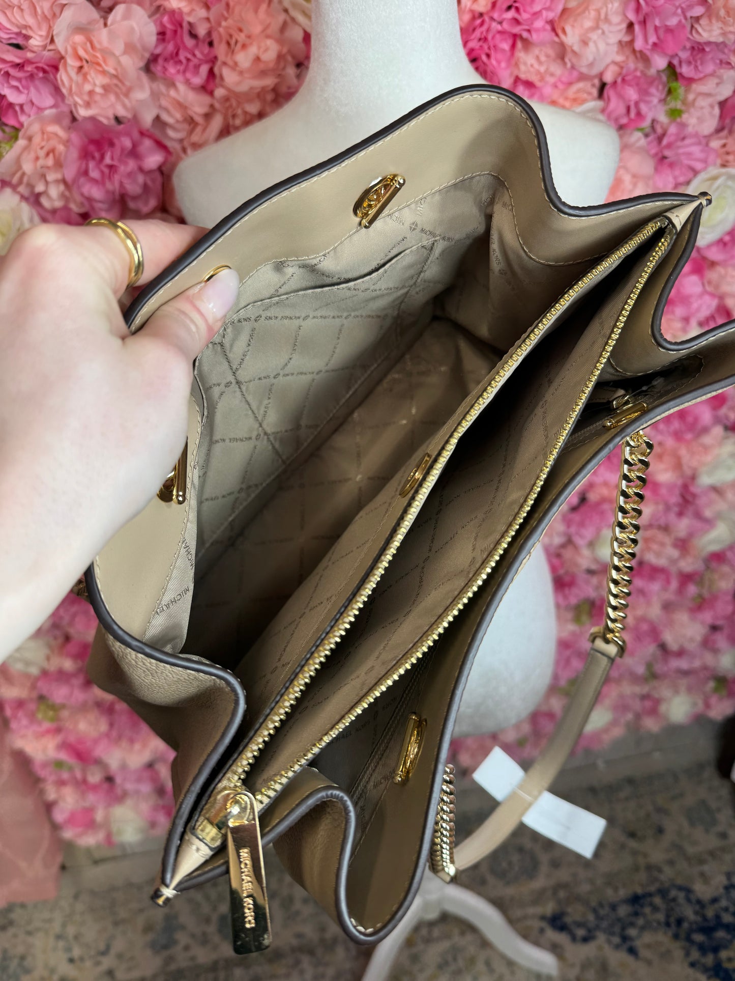 NWT Michael Kors Teagen Leather Satchel Rt $448