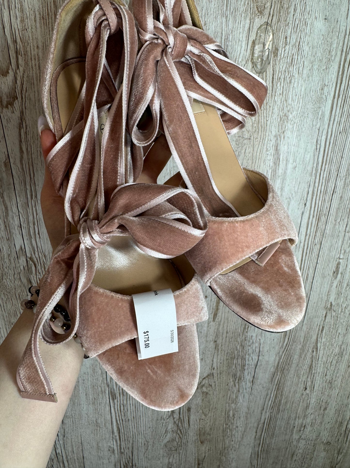 Pink Velvet Open Toe Valentino Heels Size 39.5