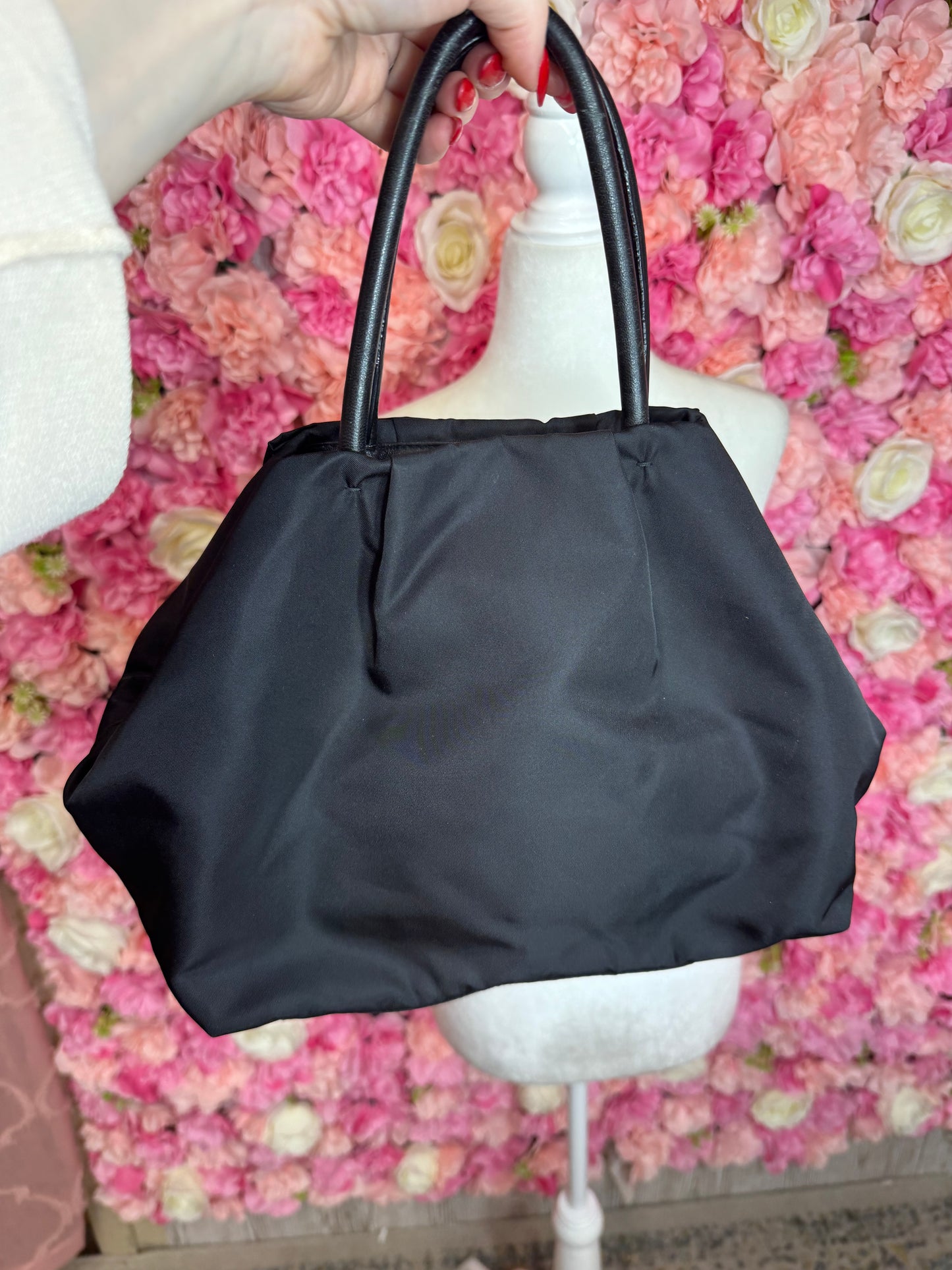 Prada Nylon Black and Gold Hardware Bow Bag