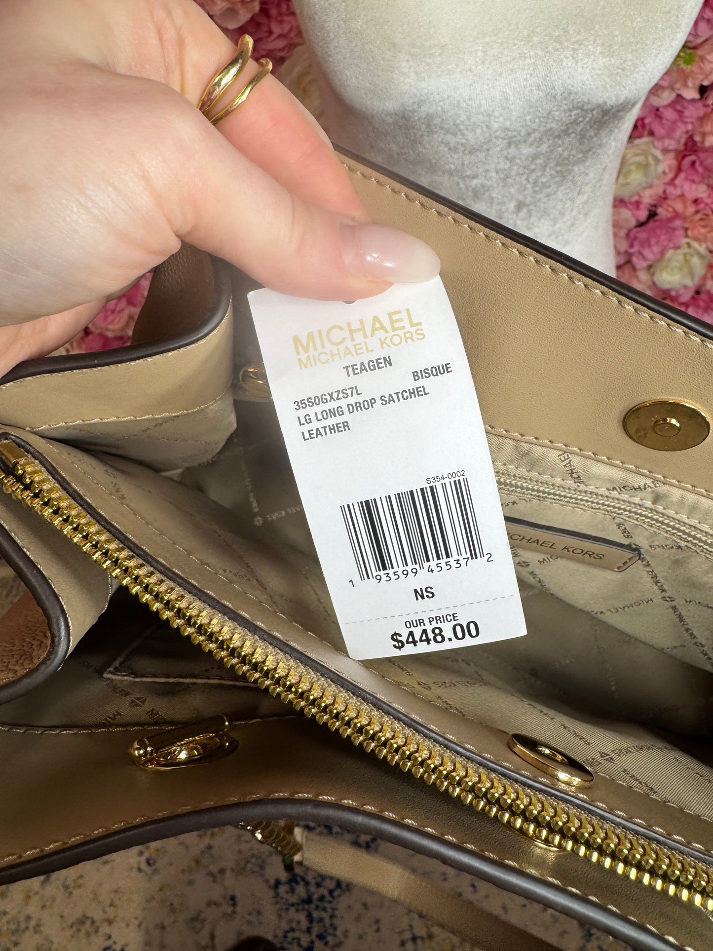 NWT Michael Kors Teagen Leather Satchel Rt $448