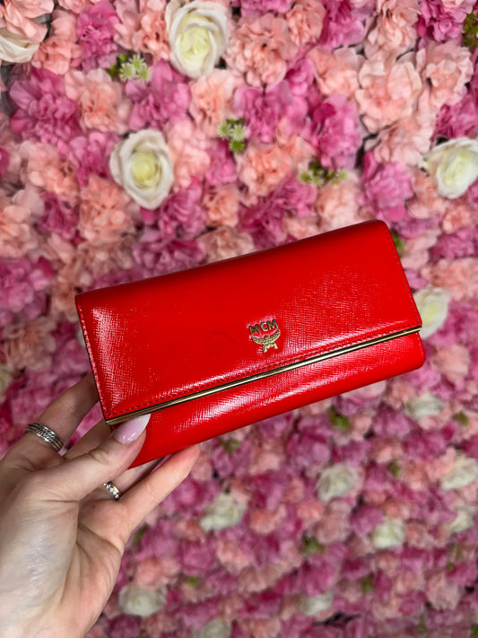 Red MCM Long Wallet