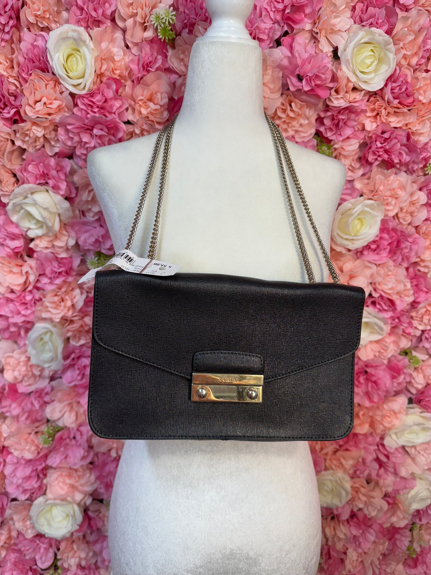 Black & Gold Furla Crossbody/Shoulder Bag