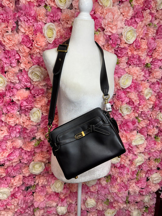 Black Leather Coach Tate Carryall Crossbody