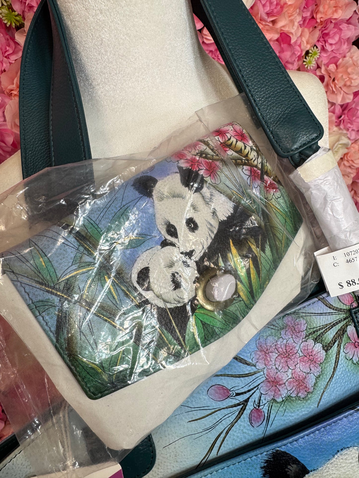 NWT Anna By Anuschka Hand Painted Panda Purse & Wallet