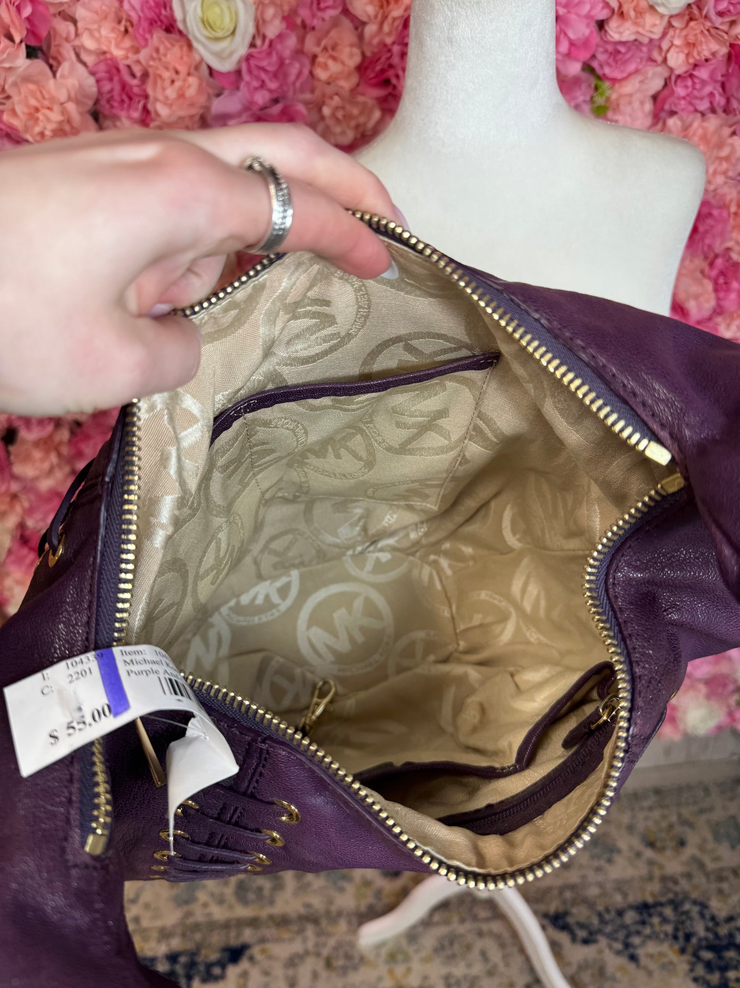 Eggplant and Gold Michael Kors Shoulder Bag