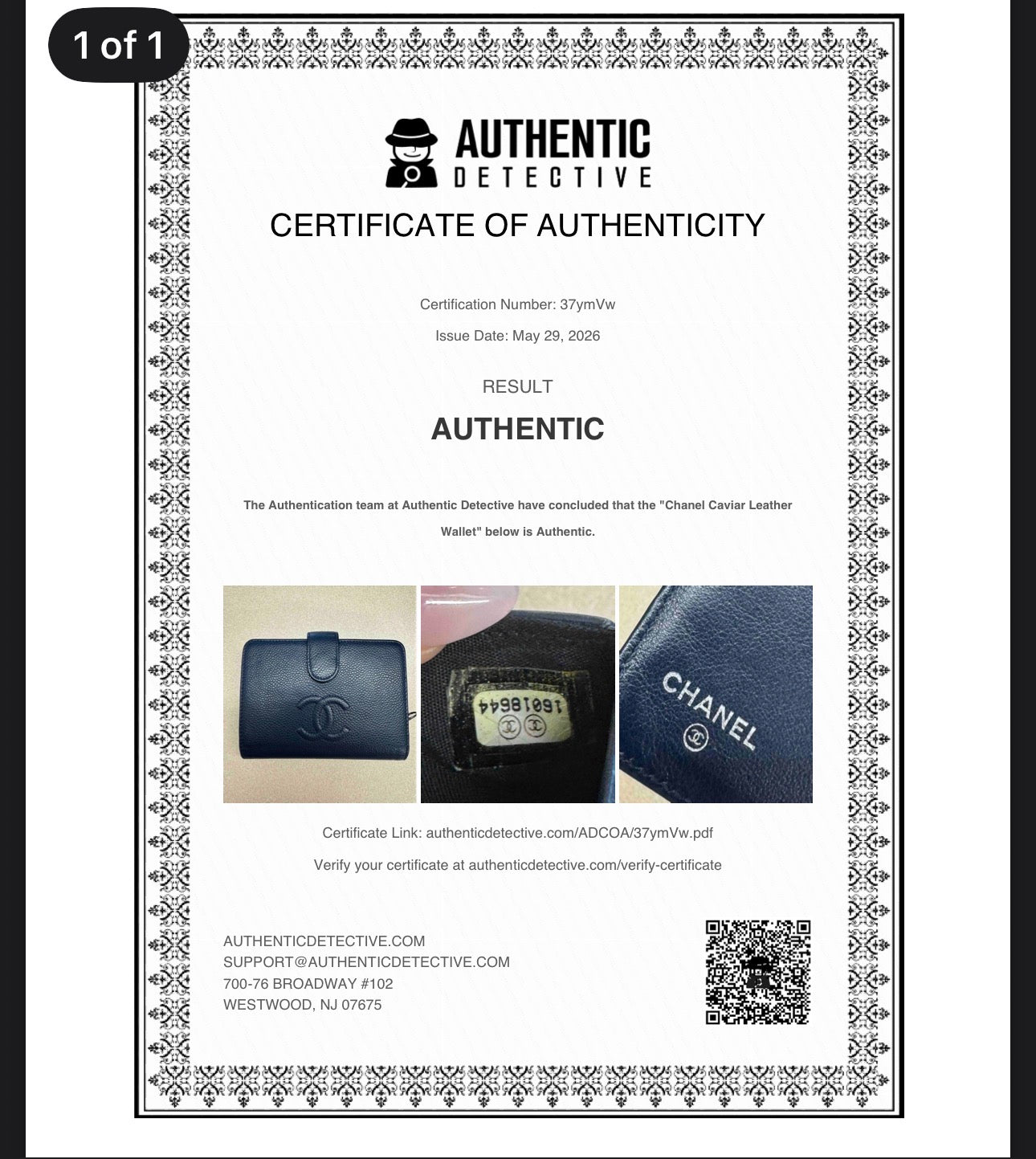 Navy Chanel Wallet With Zip Section