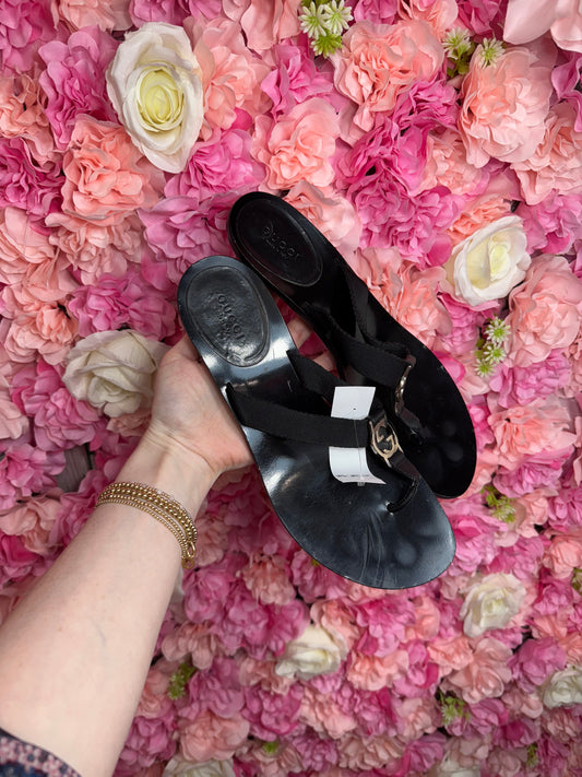 Black Gucci Kitten Heel Sandals Size 9
