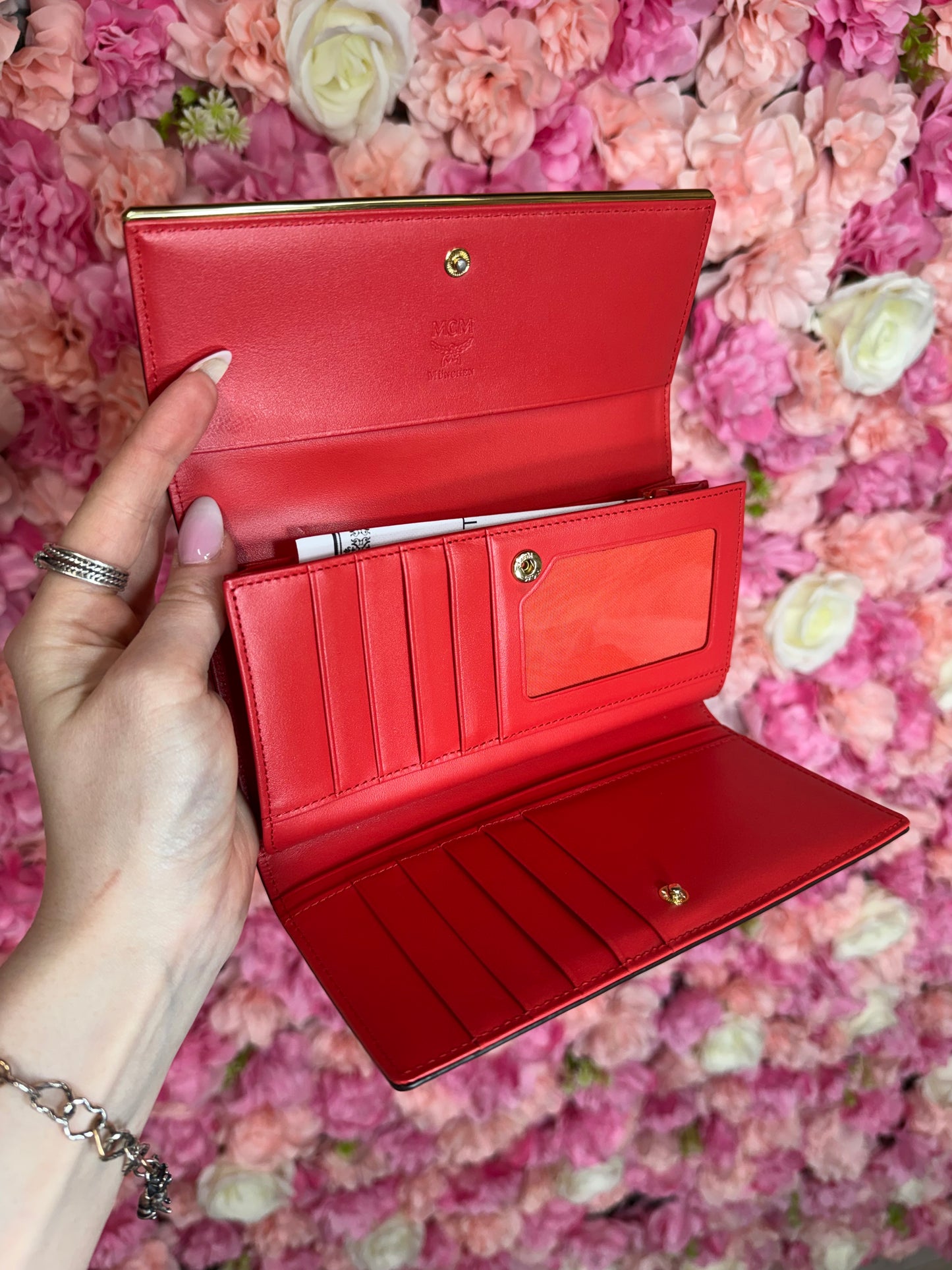 Red MCM Long Wallet
