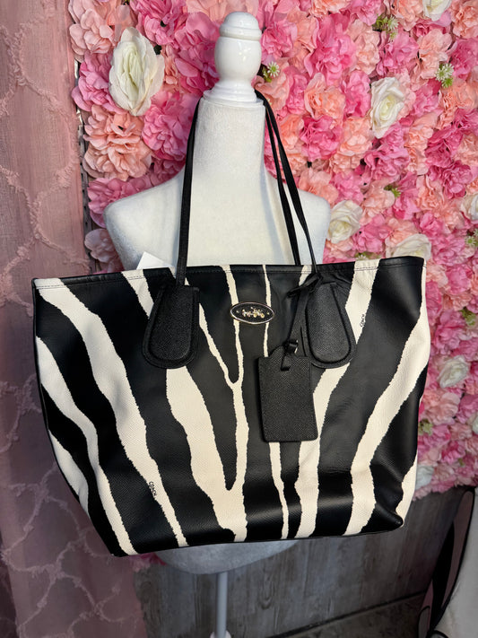 Black & White Zebra Coach Tote