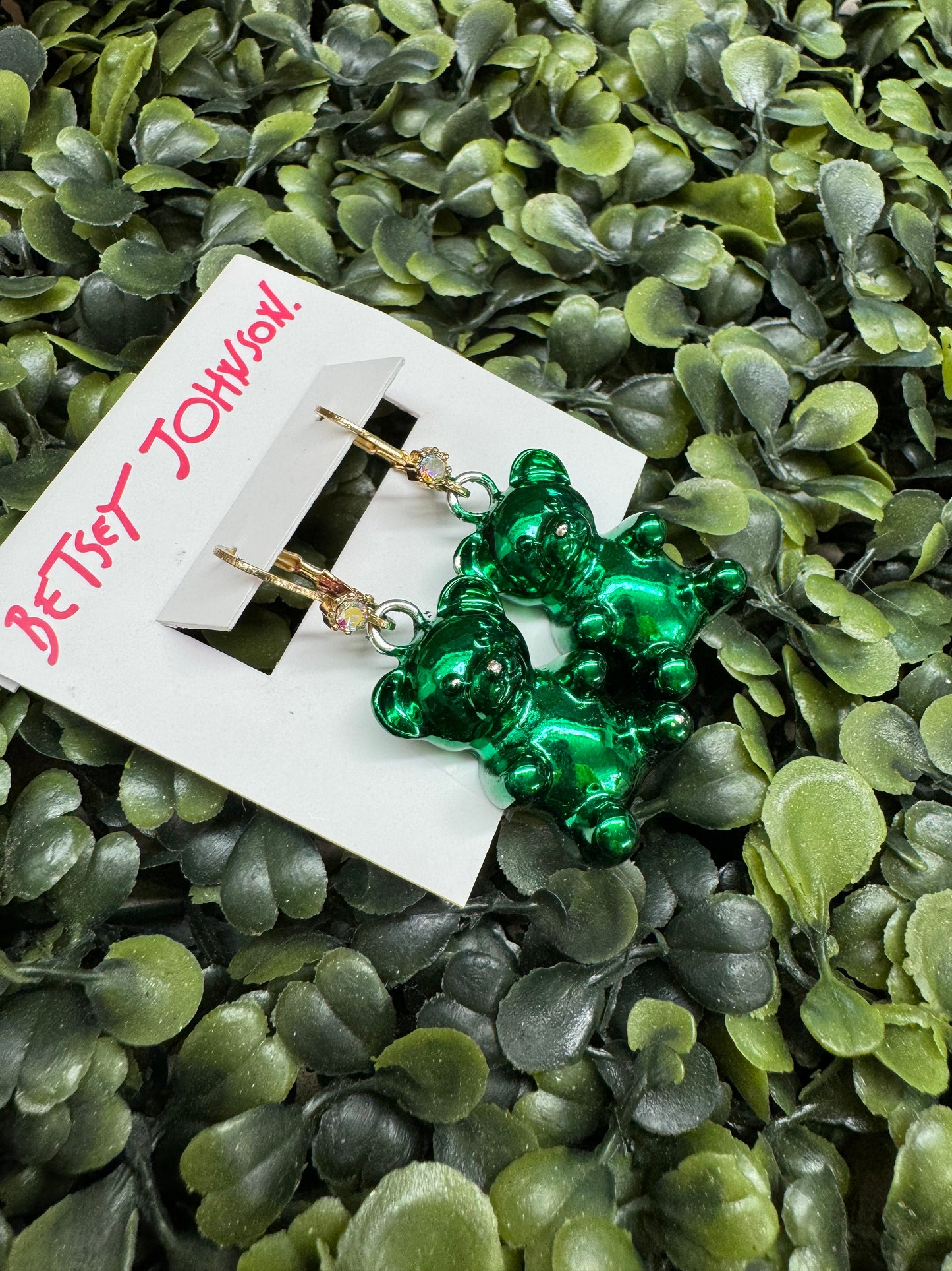 Brand New Betsey Johnson Green Gummy Bear Earrings