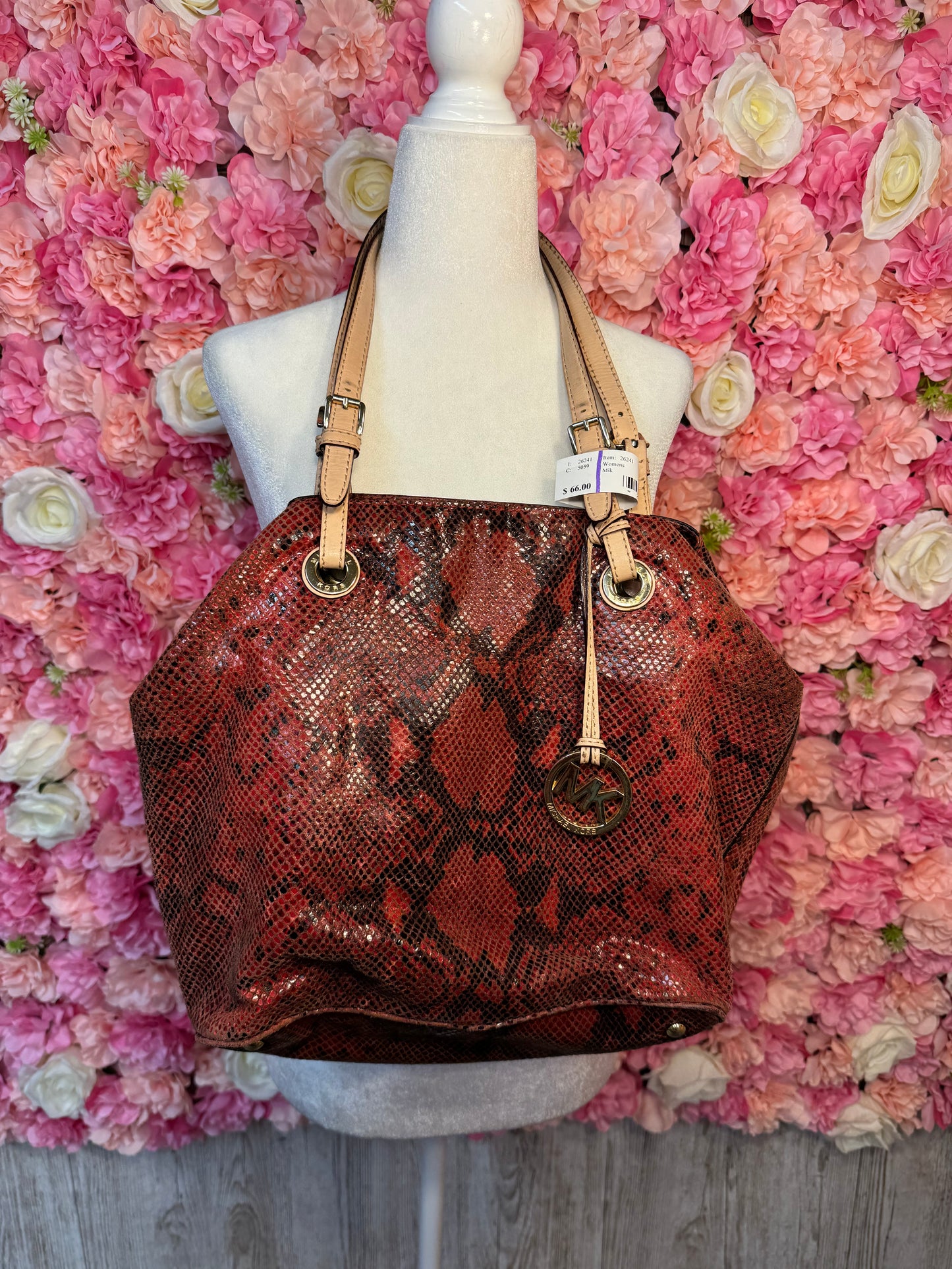 Red Snakeskin Michael Kors Shoulder Bag