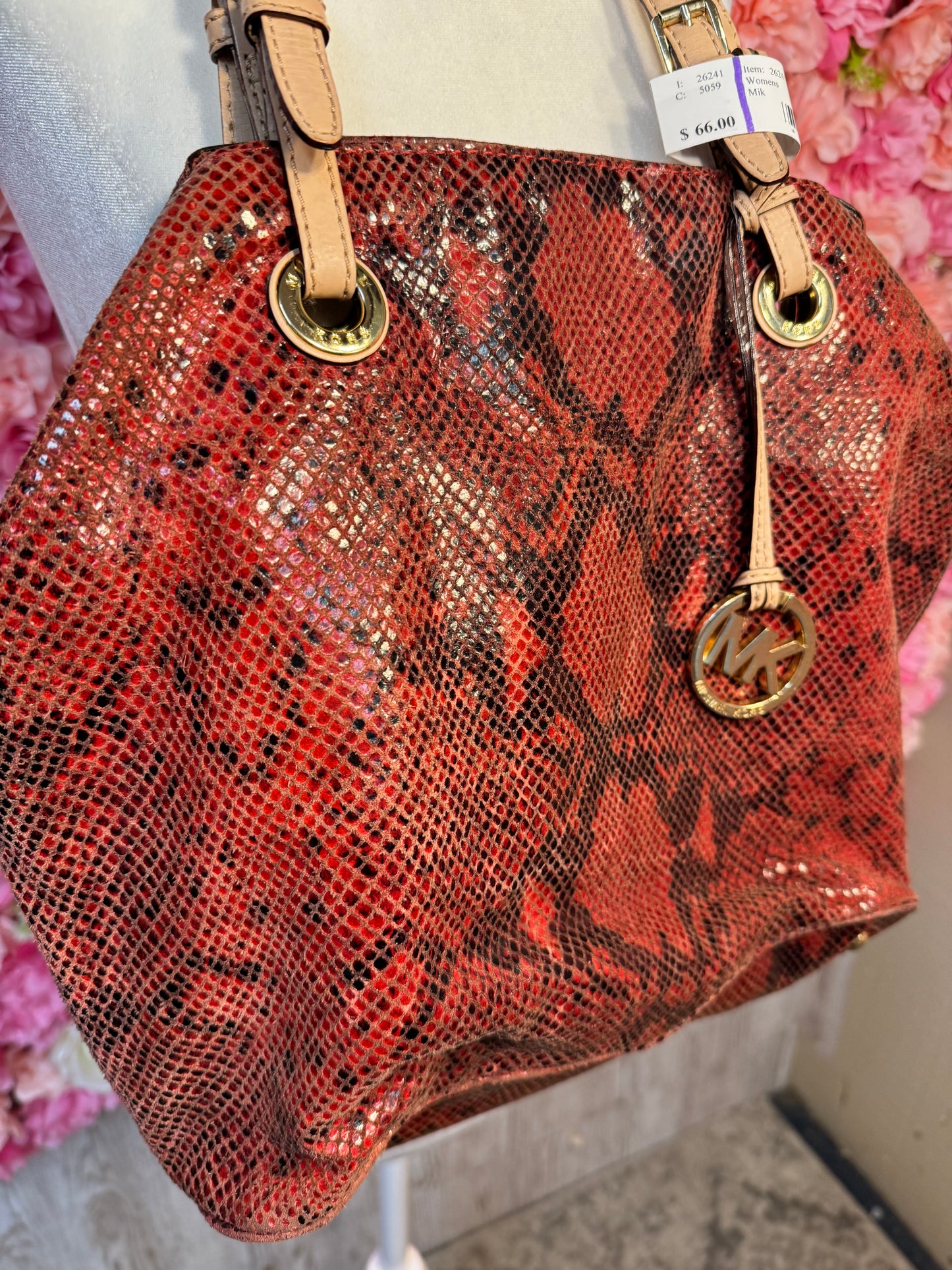 Red Snakeskin Michael Kors Shoulder Bag